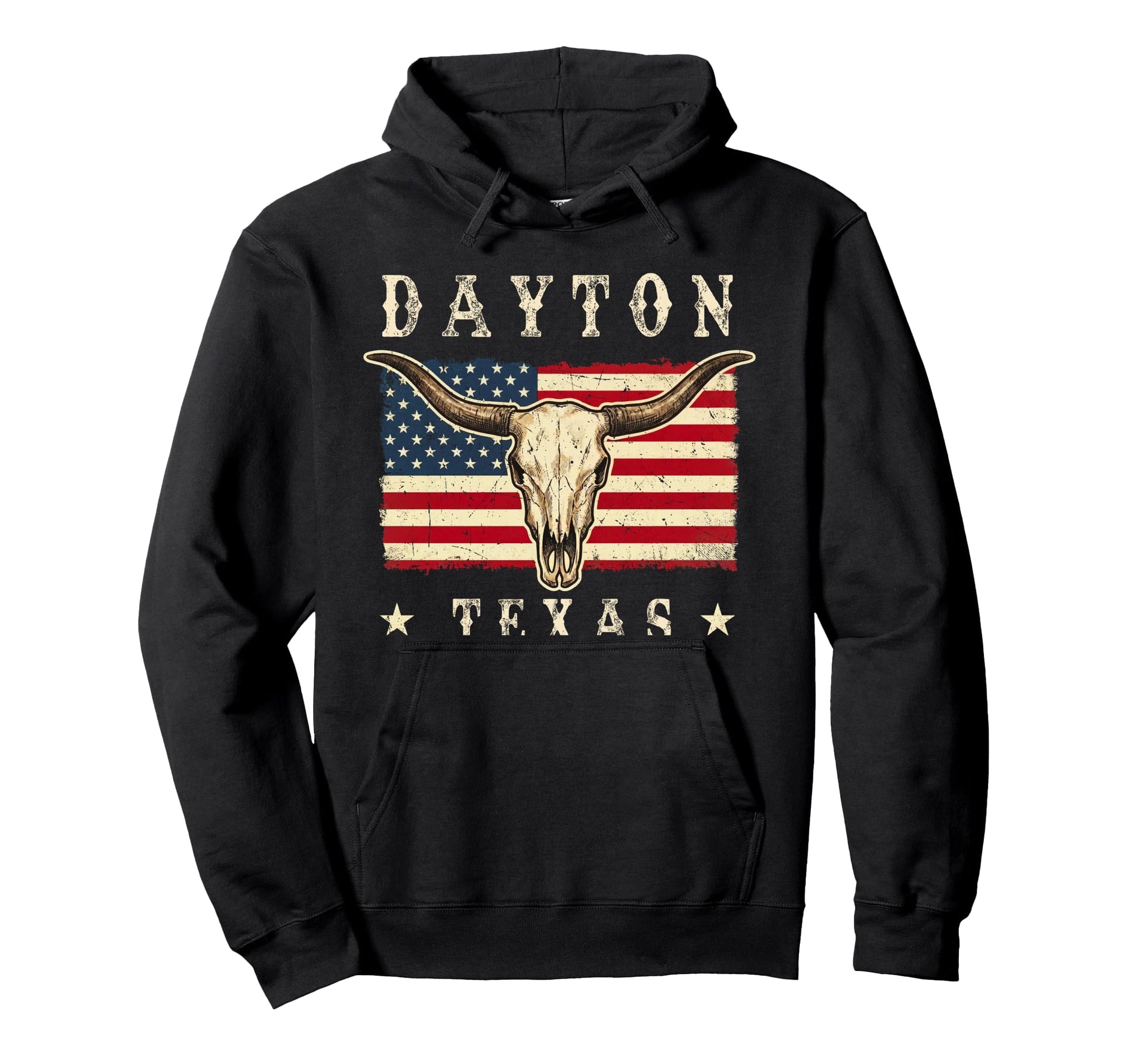 Dayton Texas Western Patriotic Skull Hoodie - Trendy Graphic Men Women - T-Shirt, Sweatshirt, Hoodie