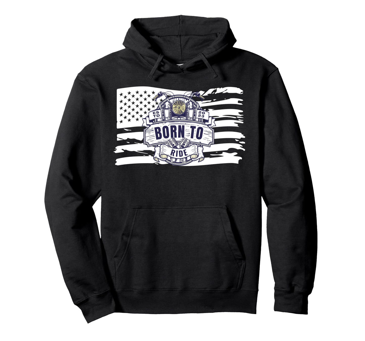 Us Flag American Motorcycle Biker Hoodie - Minimalist Print Men Women - T-Shirt, Sweatshirt, Hoodie