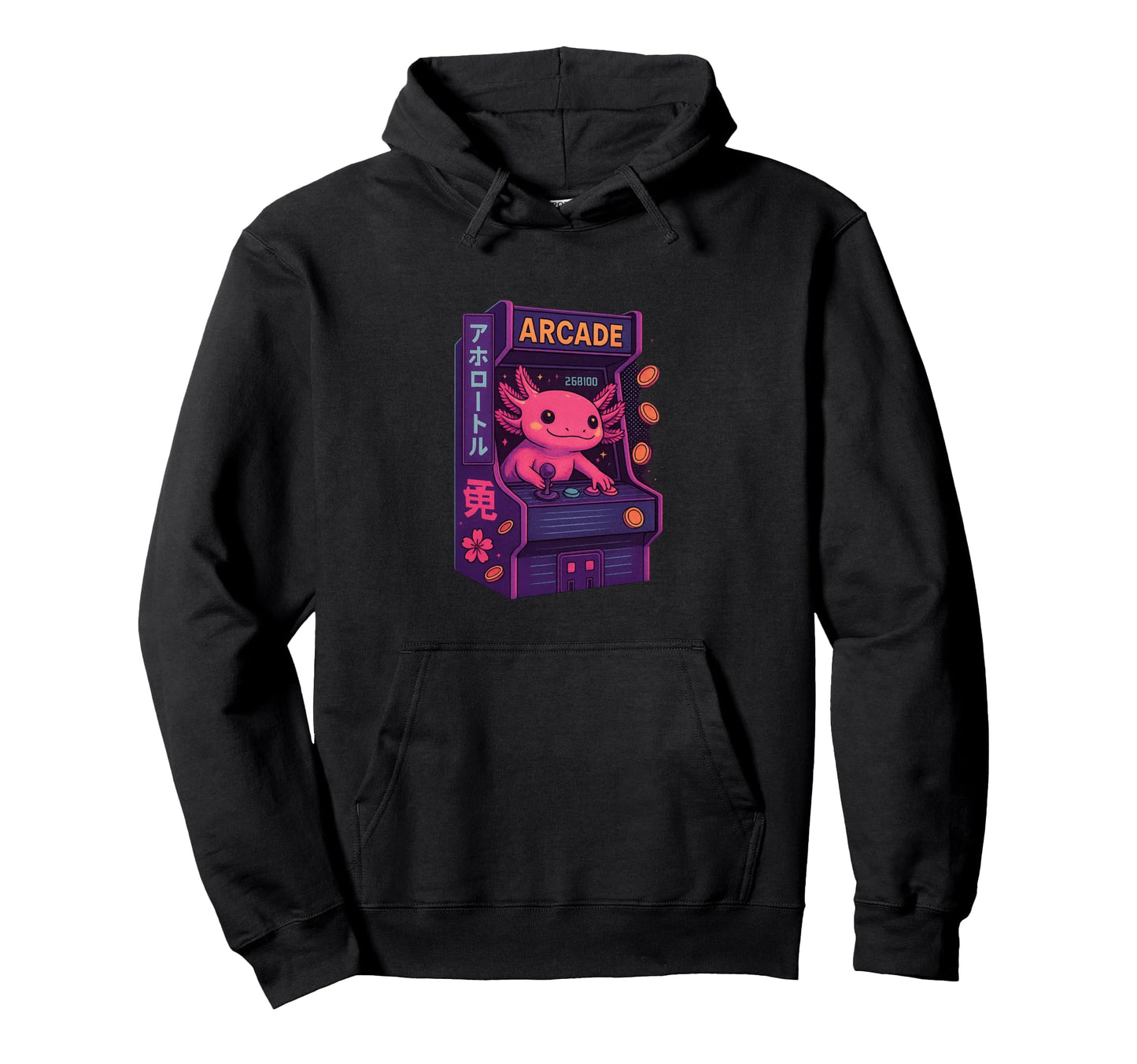 Axolotl Arcade Champion Vaporwave Hoodie - Casual Everyday Wear Men Women - T-Shirt, Sweatshirt, Hoodie
