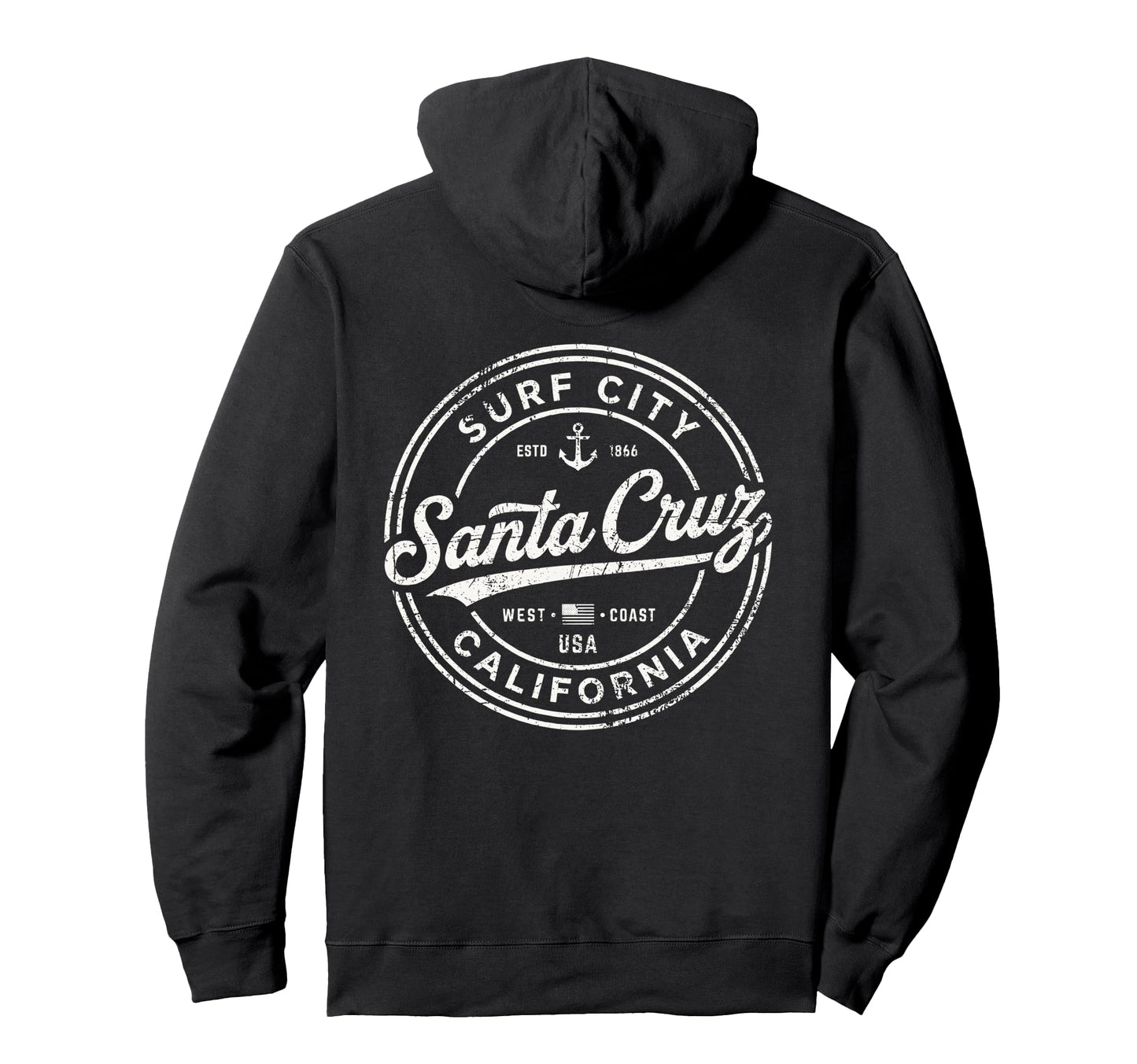 Santa Cruz Surf City California West Coast Hoodie - Custom Art Print Unisex - T-Shirt, Sweatshirt, Hoodie