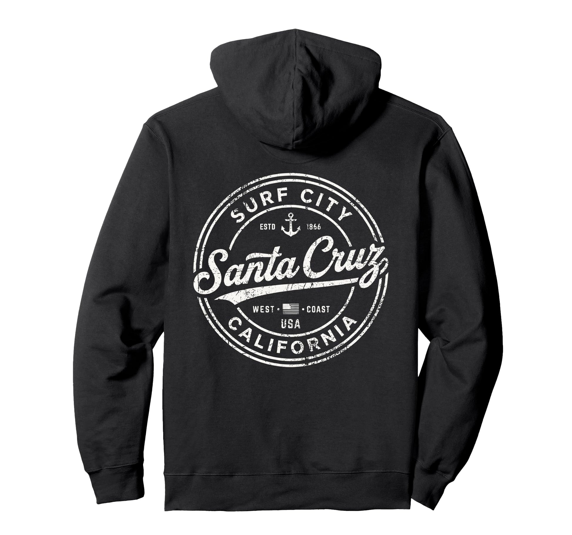 Santa Cruz Surf City California West Coast Hoodie - Custom Art Print Unisex - T-Shirt, Sweatshirt, Hoodie