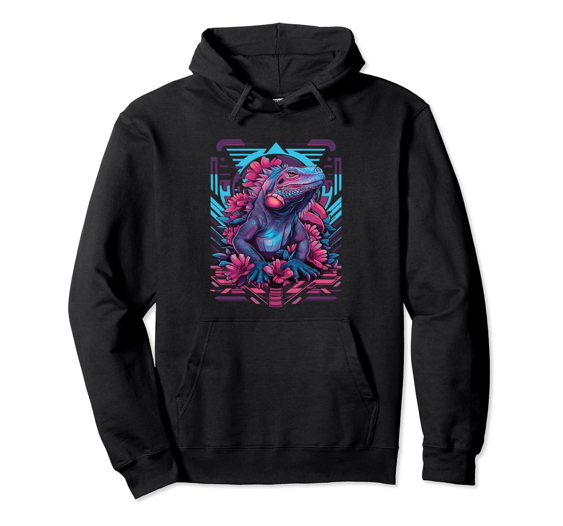 Iguana Vaporwave Aesthetic Synthwave Hoodie - Graphic Print for Adults - T-Shirt, Sweatshirt, Hoodie