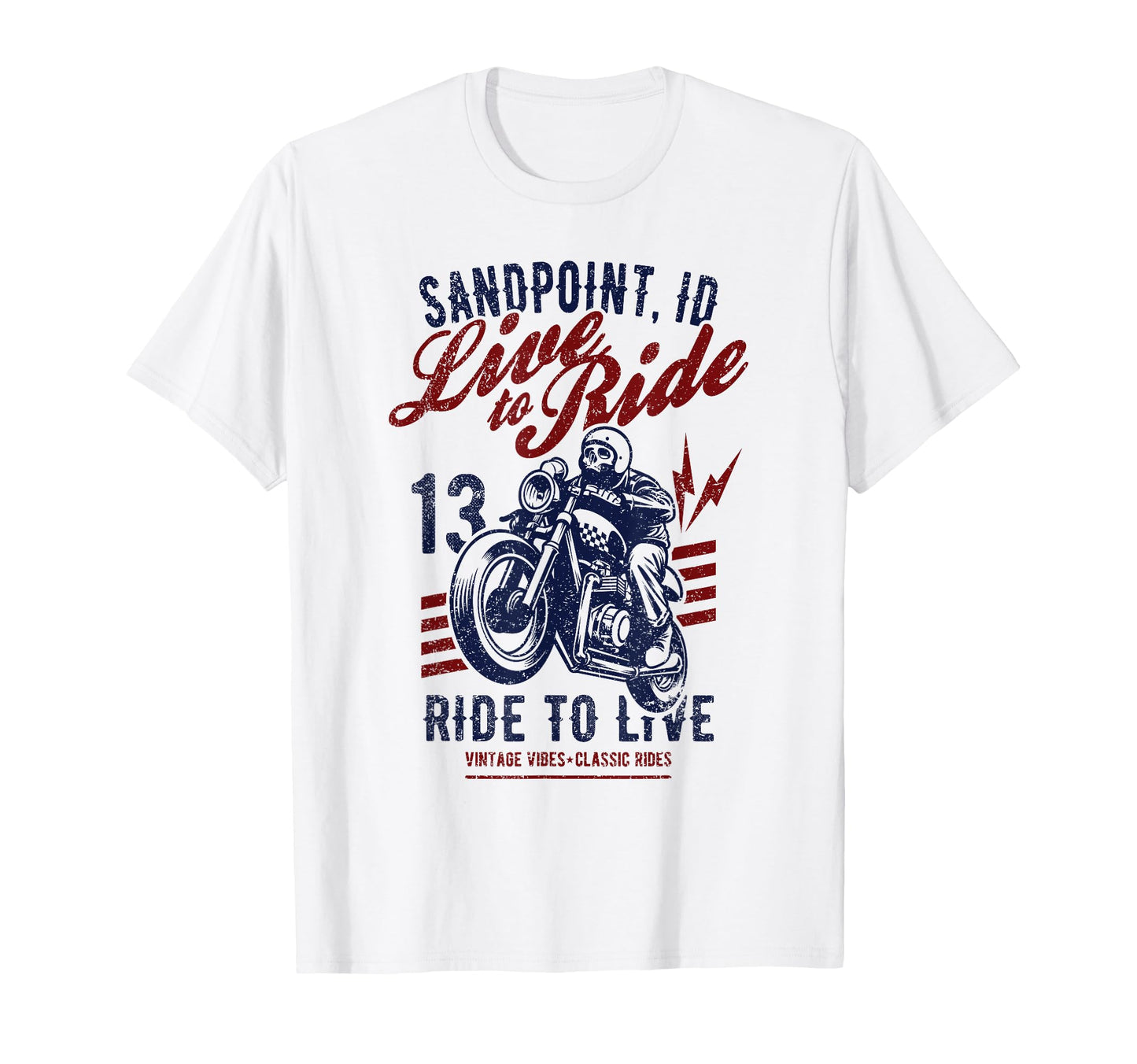 Sandpoint Idaho Motorcycle Skull Rider T-Shirt - Novelty Apparel for Adults - T-Shirt, Sweatshirt, Hoodie