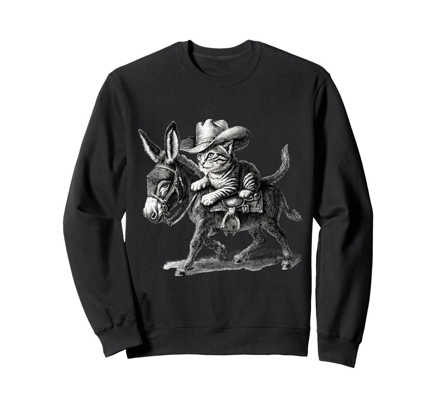 Cat Cowboy Western Country Cowgirl Sweatshirt - Minimalist Print Men Women - T-Shirt, Sweatshirt, Hoodie