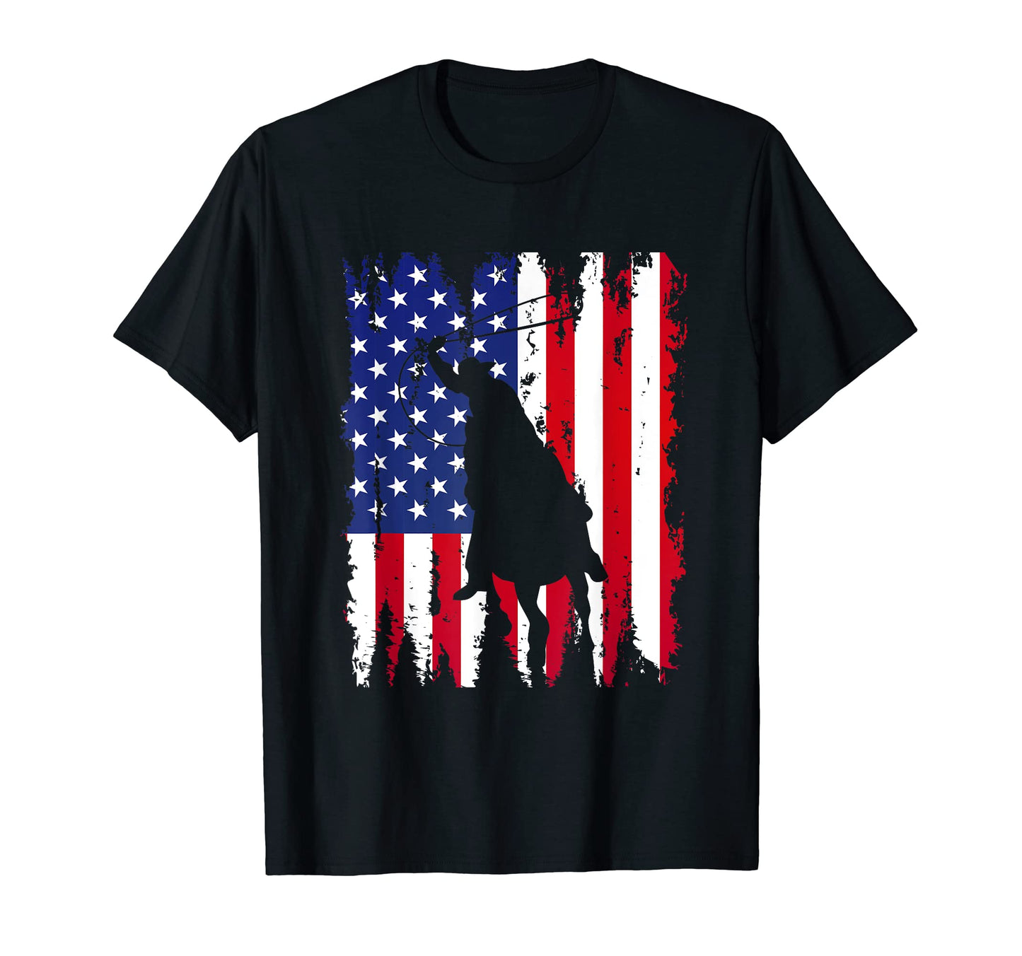 Usa Flag Cowboy Roping T-Shirt - Novelty Apparel Unisex - T-Shirt, Sweatshirt, Hoodie