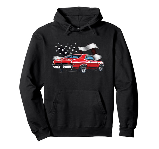 1969 Nova Ii American Flag Old Hoodie - Casual Everyday Wear Men Women - T-Shirt, Sweatshirt, Hoodie