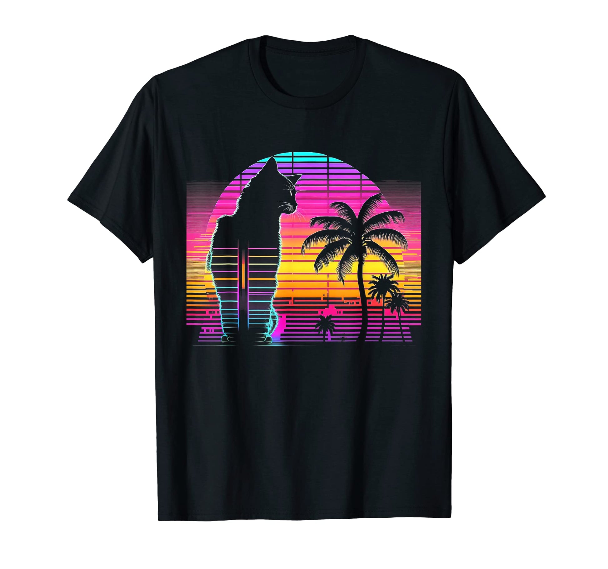 Cat Vaporwave Retrowave Aesthetic T-Shirt - Custom Art Print Unisex - T-Shirt, Sweatshirt, Hoodie