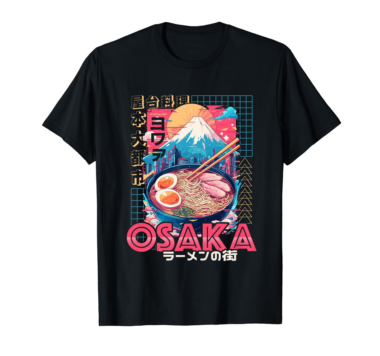 Osaka City 80S Synthwave Ramen Bowl Japan T-Shirt - Unique Graphic Unisex - T-Shirt, Sweatshirt, Hoodie