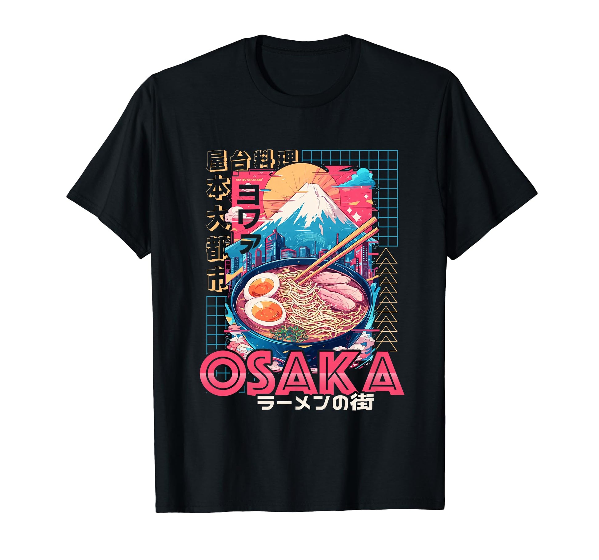 Osaka City 80S Synthwave Ramen Bowl Japan T-Shirt - Unique Graphic Unisex - T-Shirt, Sweatshirt, Hoodie