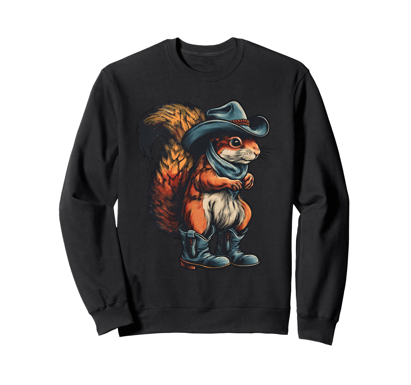 Country Cowboy Squirrel Rodeo Cowgirl Sweatshirt - Graphic Print Unisex - T-Shirt, Sweatshirt, Hoodie