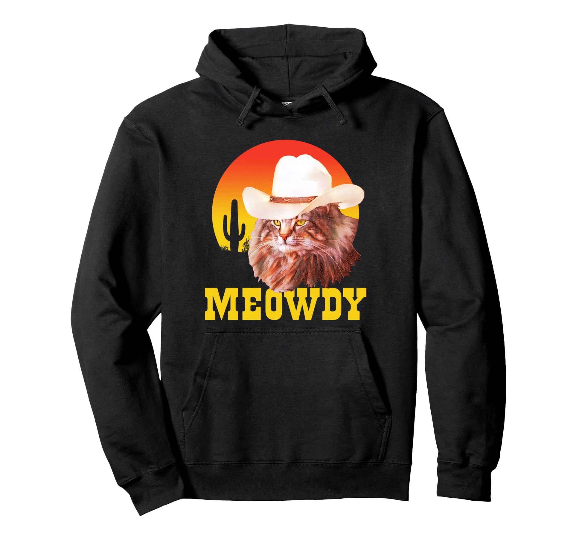 Meowdy Funny Country Music Cat Cowboy Hat Hoodie - Novelty Apparel Unisex - T-Shirt, Sweatshirt, Hoodie