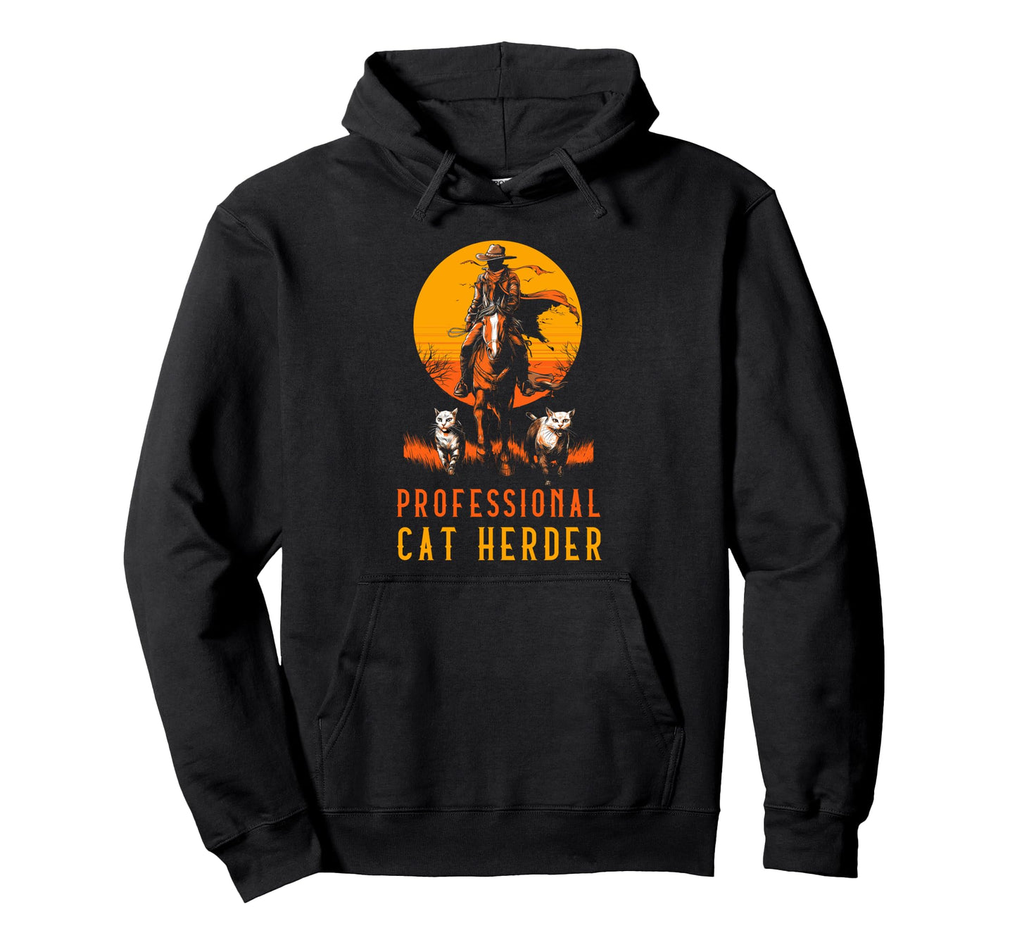 Cat Herding Cowboy Rancher Rodeo Funny Hoodie - Minimalist Print Unisex - T-Shirt, Sweatshirt, Hoodie