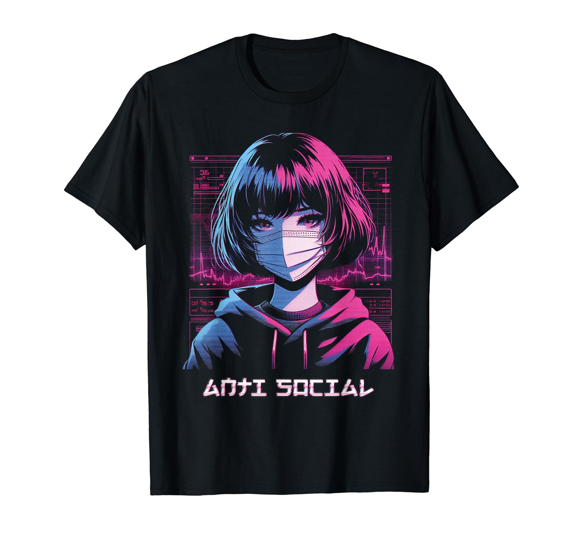 Anime Anti Social Vaporwave Aesthetic T-Shirt - Graphic Print Men Women - T-Shirt, Sweatshirt, Hoodie
