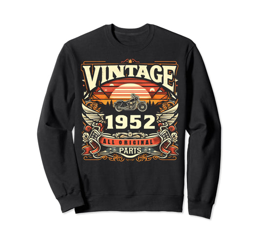 1952 Born 1952 72Th Birthday Motorcycle Sweatshirt - Unique Graphic Unisex - T-Shirt, Sweatshirt, Hoodie