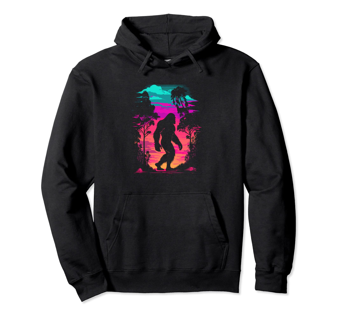 Bigfoot Vaporwave Aesthetic Hoodie - Fun Novelty Design for Adults - T-Shirt, Sweatshirt, Hoodie