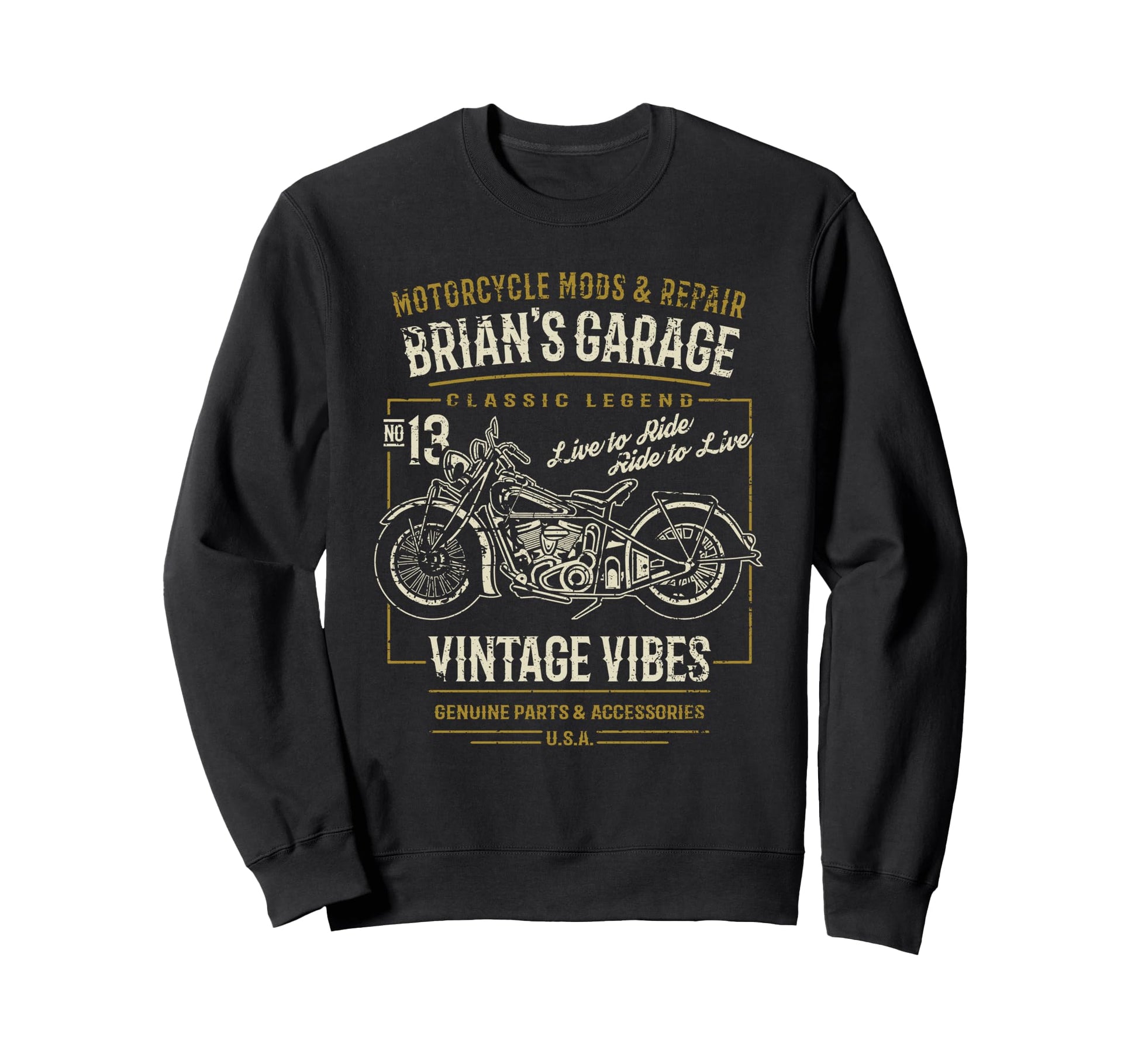 Brians Garage Motorcycle Sweatshirt - Casual Everyday Wear Men Women - T-Shirt, Sweatshirt, Hoodie