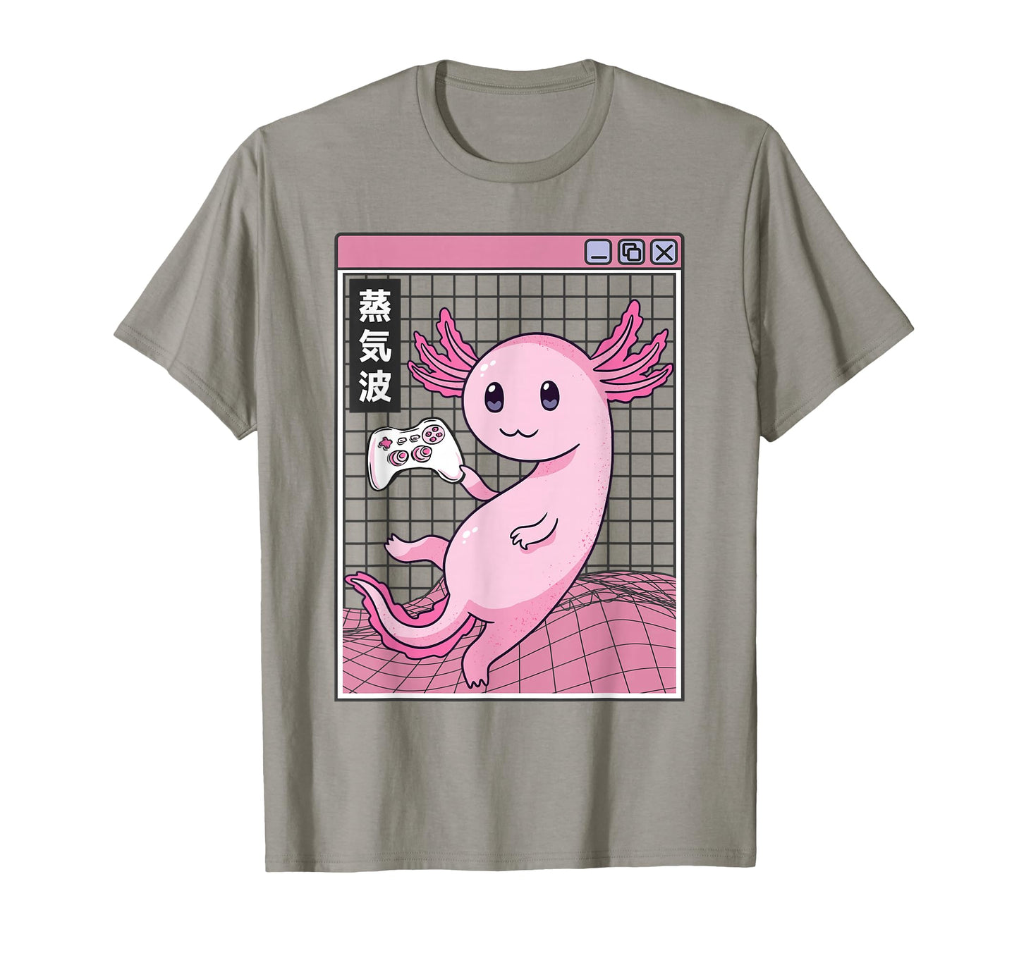 Axolotl Gaming Kawaii Grid Vaporwave T-Shirt - Minimalist Print Men Women - T-Shirt, Sweatshirt, Hoodie