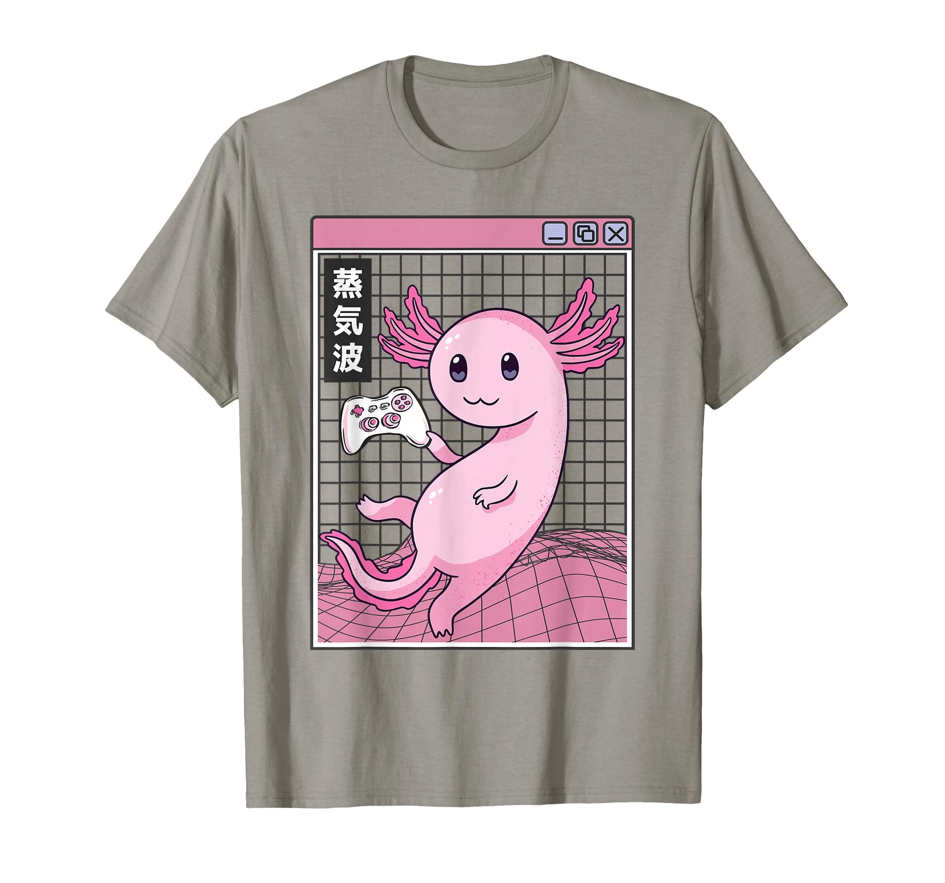 Axolotl Gaming Kawaii Grid Vaporwave T-Shirt - Minimalist Print Men Women - T-Shirt, Sweatshirt, Hoodie