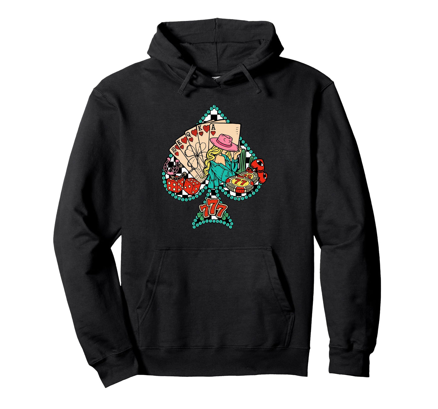 Feeling Lucky Turquoise Frame Trendy Hoodie - Aesthetic Graphic for Adults - T-Shirt, Sweatshirt, Hoodie