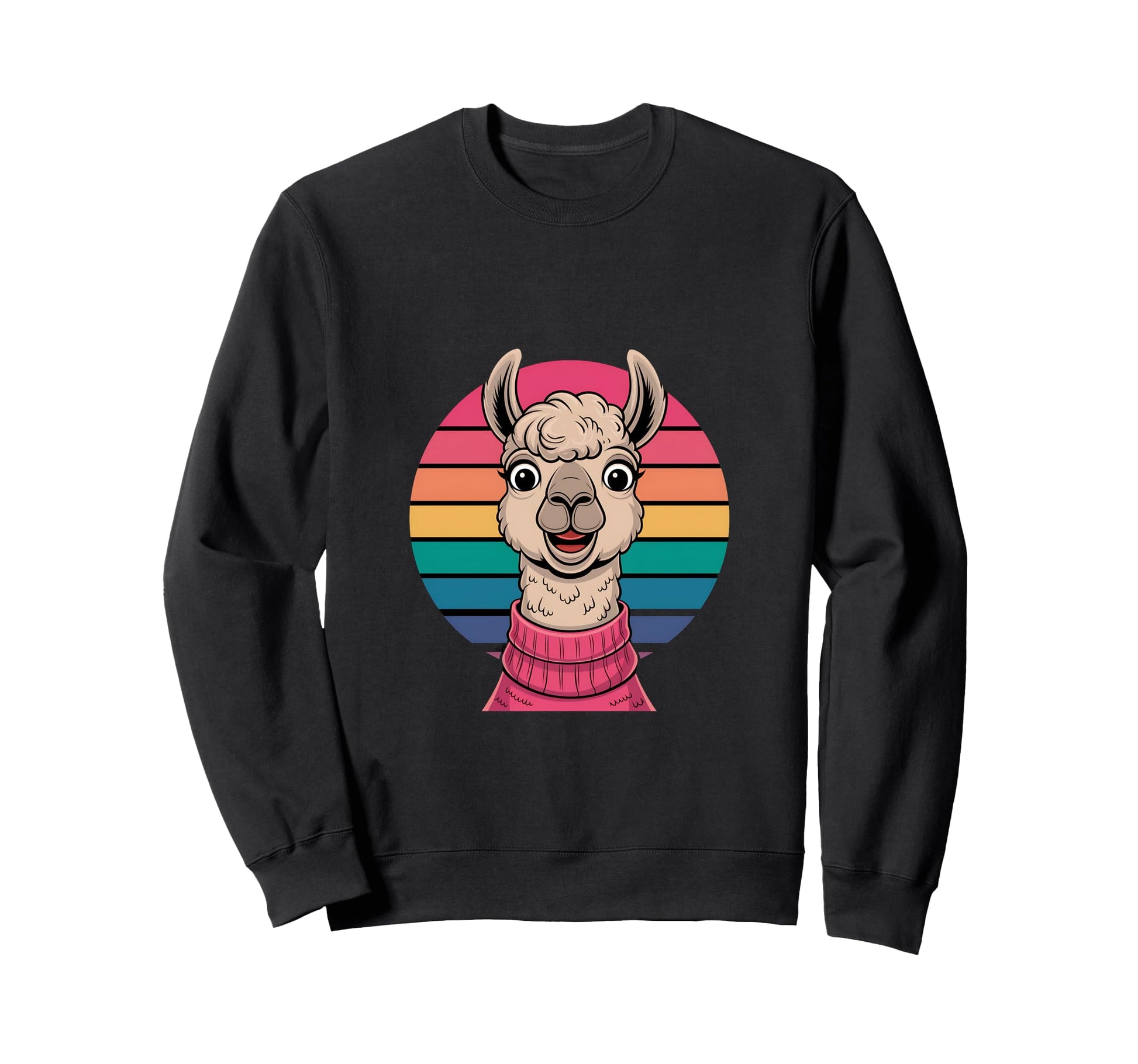 Rainbow Llama Funny Colorful Sweatshirt - Fun Novelty Design Unisex - T-Shirt, Sweatshirt, Hoodie