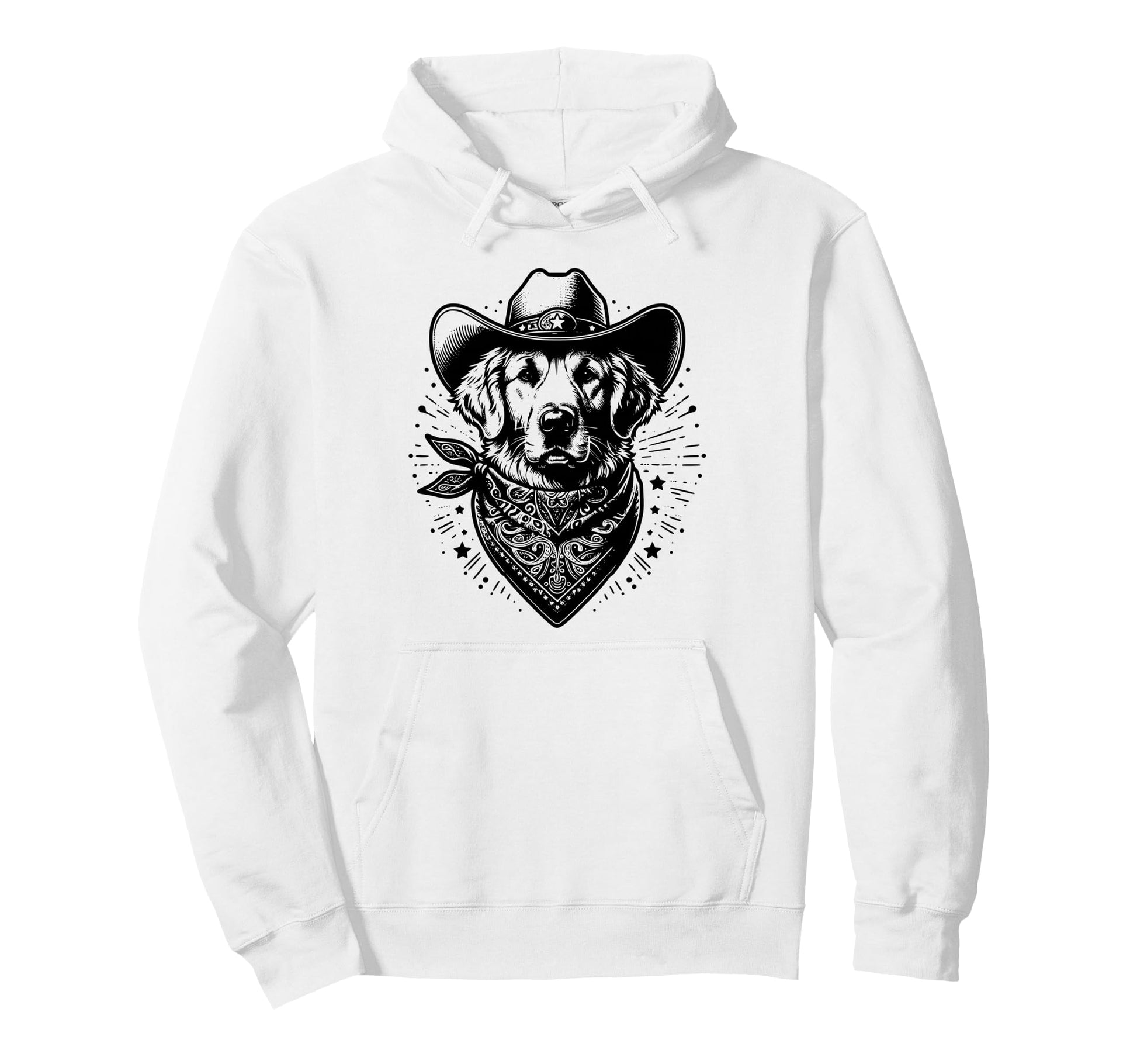 Funny Golden Retriever Cowboy Western Dog Hoodie - Novelty Apparel Unisex - T-Shirt, Sweatshirt, Hoodie