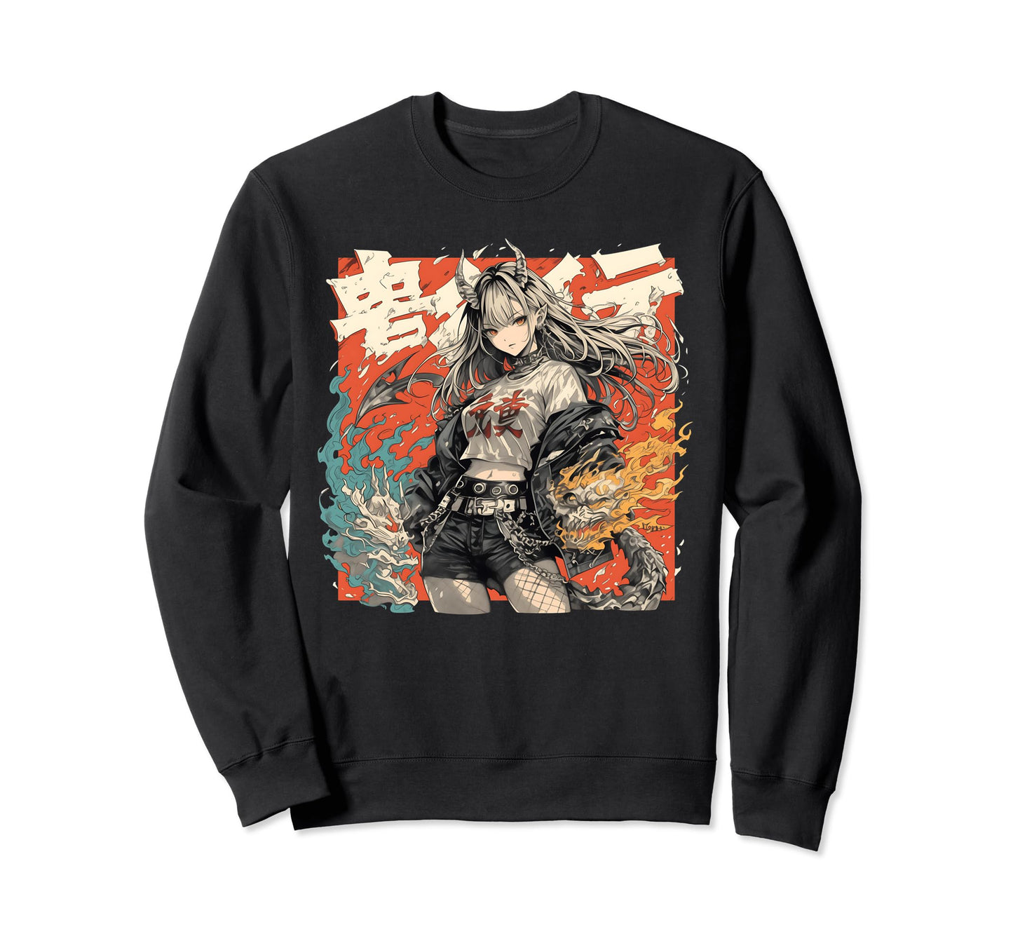 Goth Grunge Demon Anime Waifu Horror Sweatshirt - Novelty Apparel Unisex - T-Shirt, Sweatshirt, Hoodie