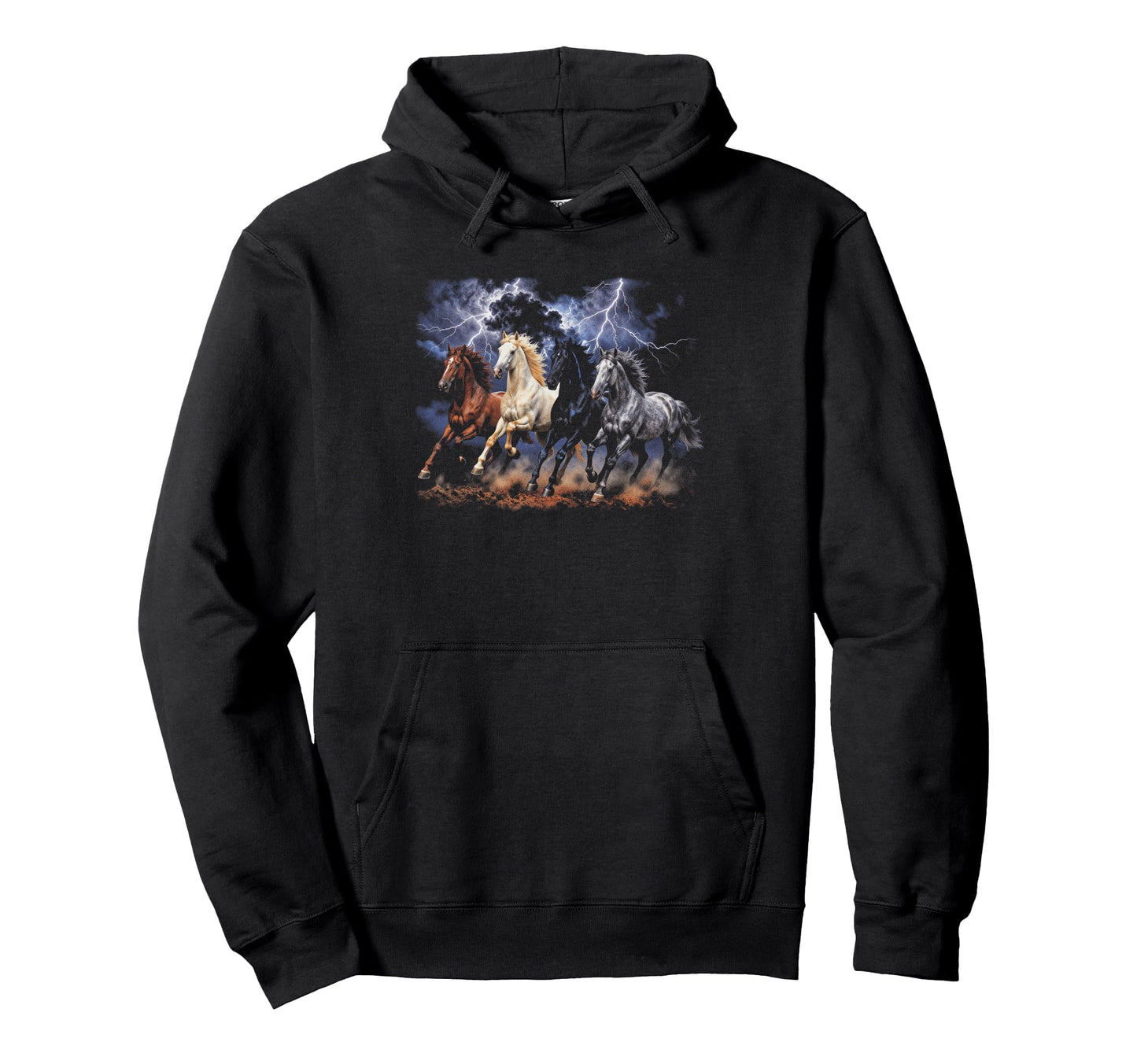 Running Horses 90S Lightning Storm Hoodie - Graphic Print for Adults - T-Shirt, Sweatshirt, Hoodie