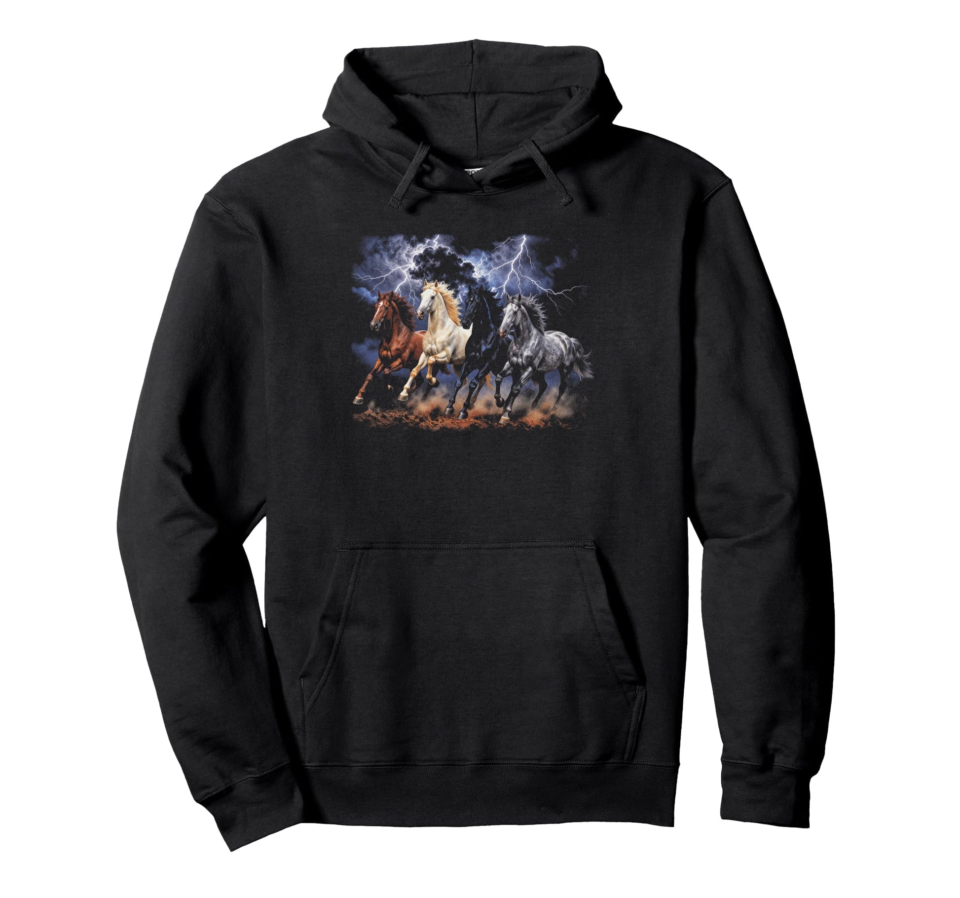 Running Horses 90S Lightning Storm Hoodie - Graphic Print for Adults - T-Shirt, Sweatshirt, Hoodie