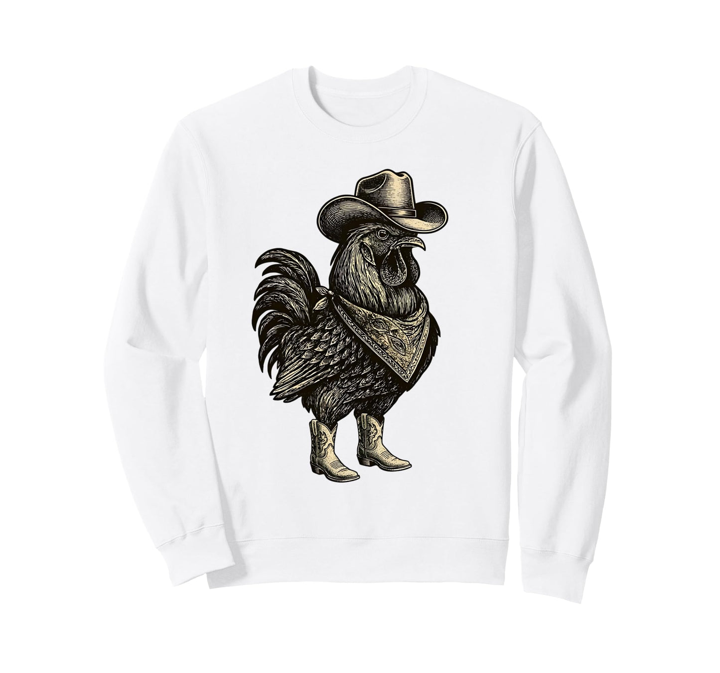 Rooster Cowboy Western Chicken Sweatshirt - Trendy Graphic Men Women - T-Shirt, Sweatshirt, Hoodie