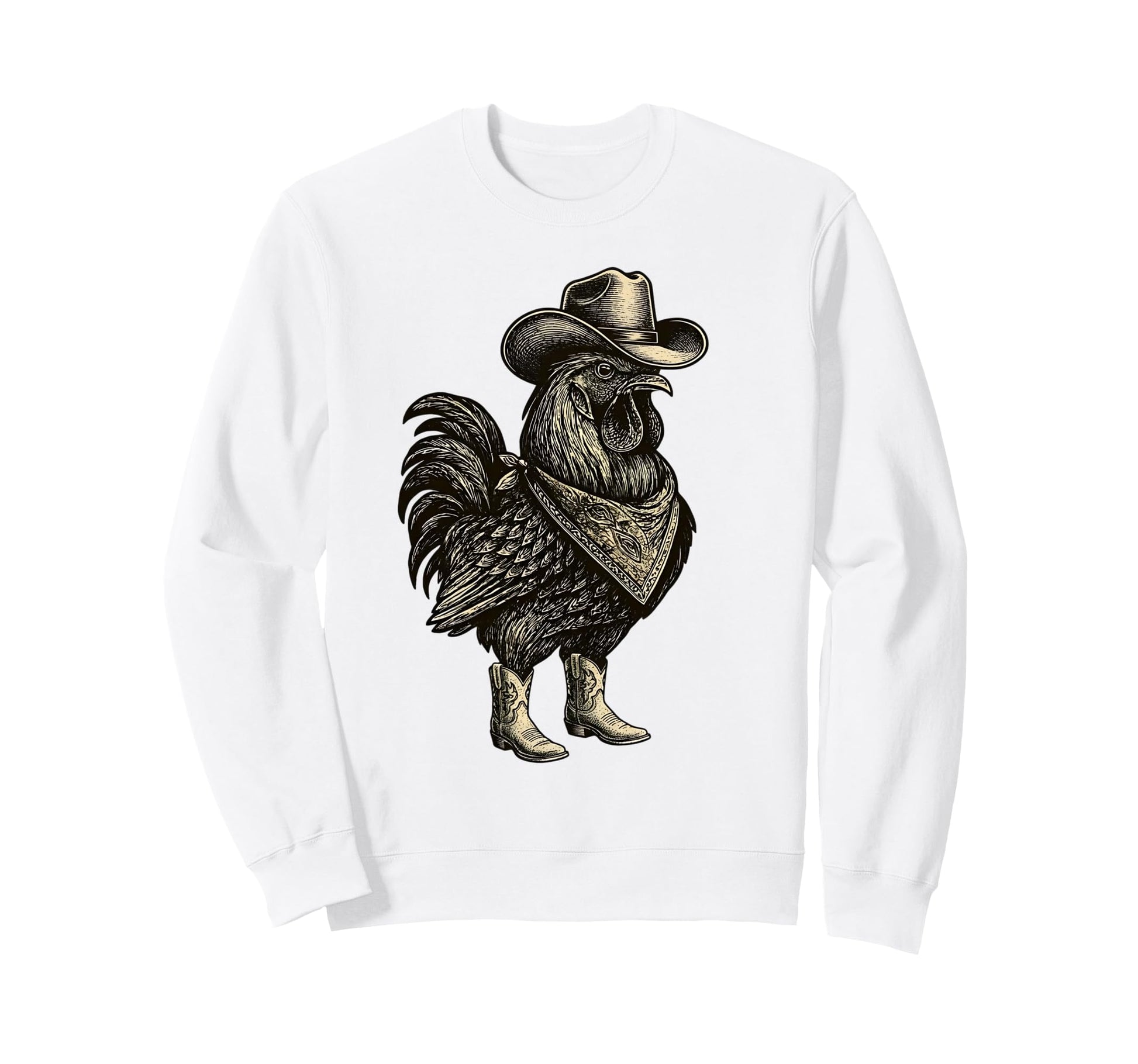 Rooster Cowboy Western Chicken Sweatshirt - Trendy Graphic Men Women - T-Shirt, Sweatshirt, Hoodie