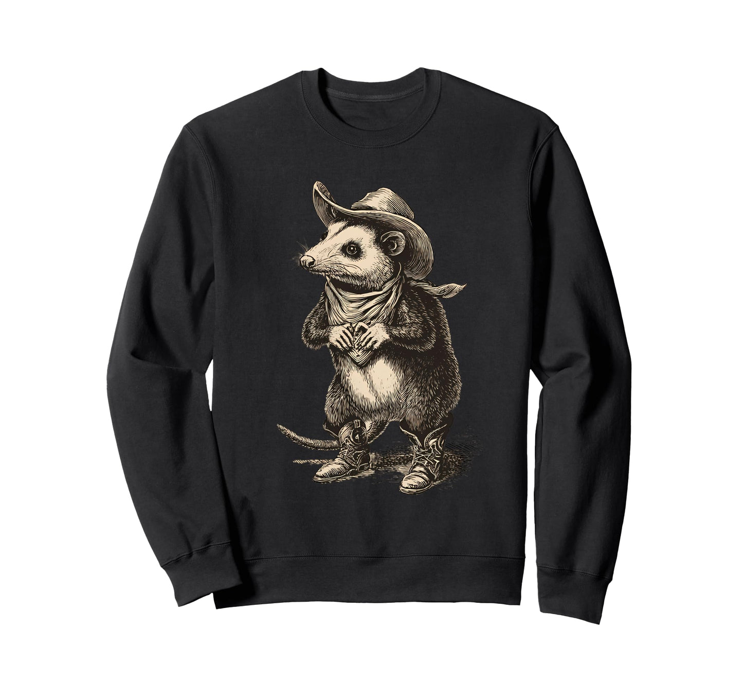 Opossum Cowboy Rodeo Cowgirl Possum Sweatshirt - Unique Graphic Unisex - T-Shirt, Sweatshirt, Hoodie