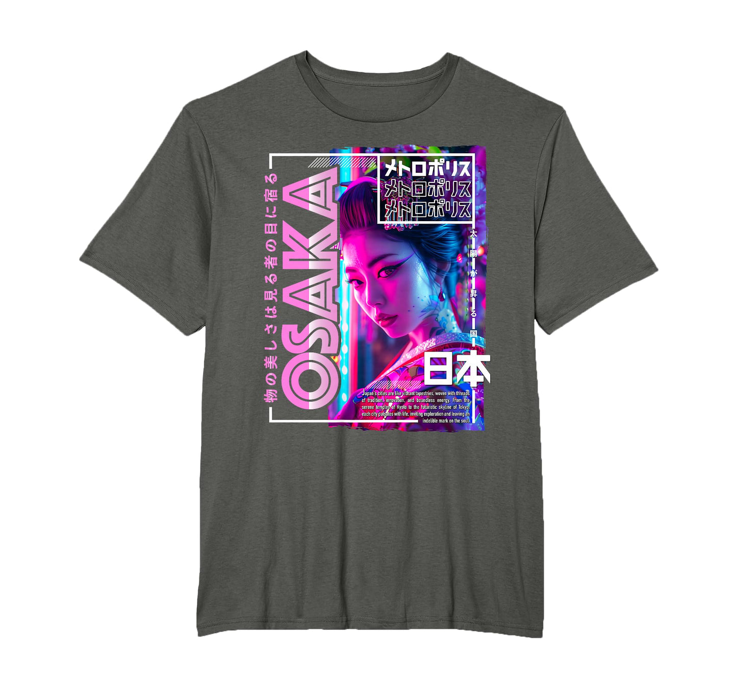 Osaka City 80S Synthwave Geisha T-Shirt - Casual Everyday Wear for Adults - T-Shirt, Sweatshirt, Hoodie