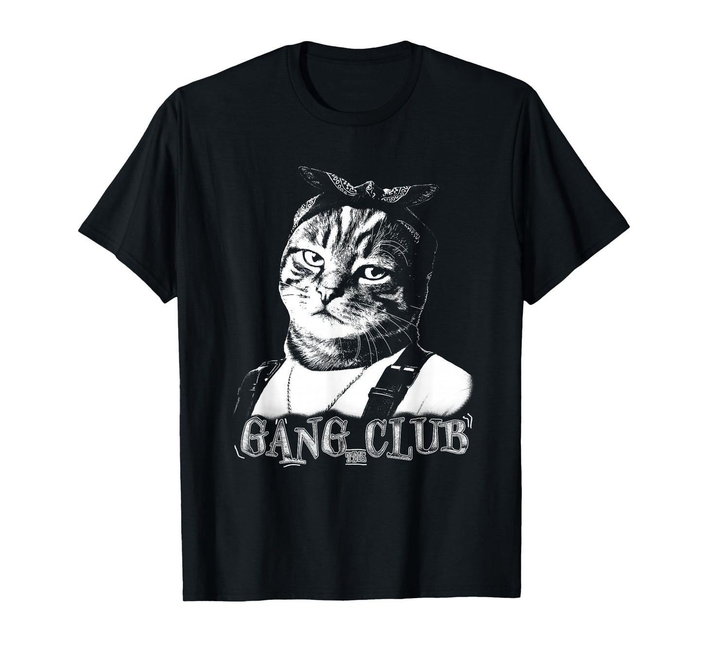 Gang Club Cat Bandana 90S Hip Hop Old T-Shirt - Aesthetic Graphic Unisex - T-Shirt, Sweatshirt, Hoodie