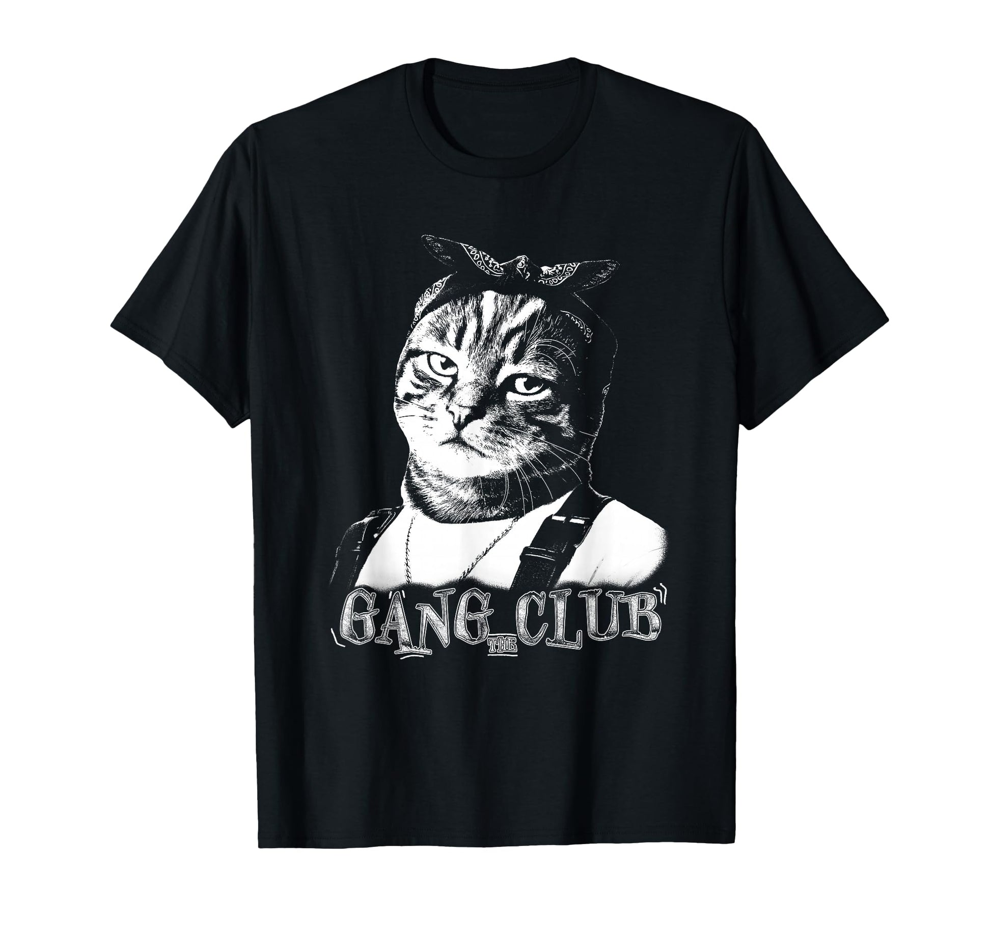 Gang Club Cat Bandana 90S Hip Hop Old T-Shirt - Aesthetic Graphic Unisex - T-Shirt, Sweatshirt, Hoodie