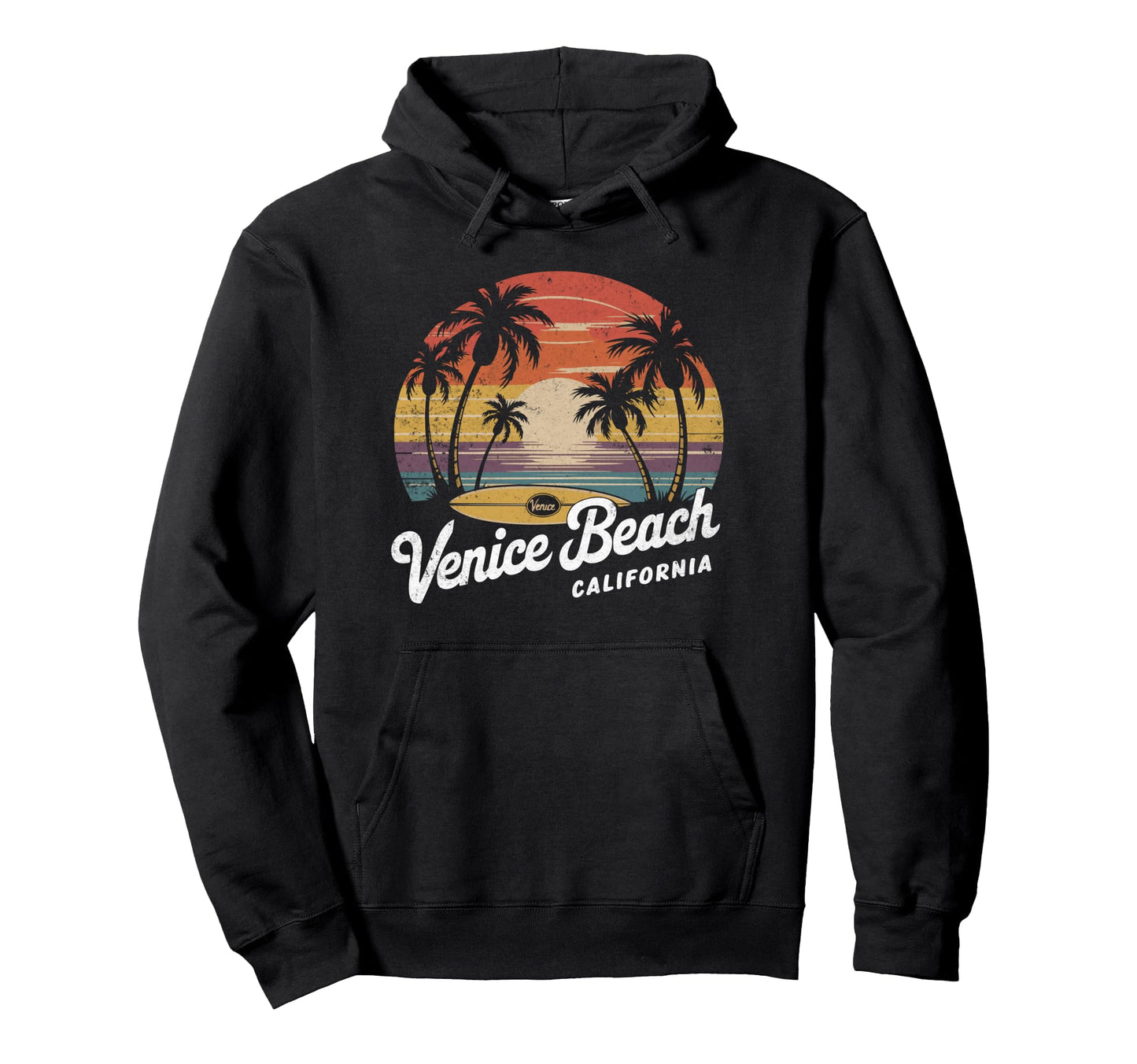 Venice Beach California Sunset Surf Hoodie - Minimalist Print for Adults - T-Shirt, Sweatshirt, Hoodie