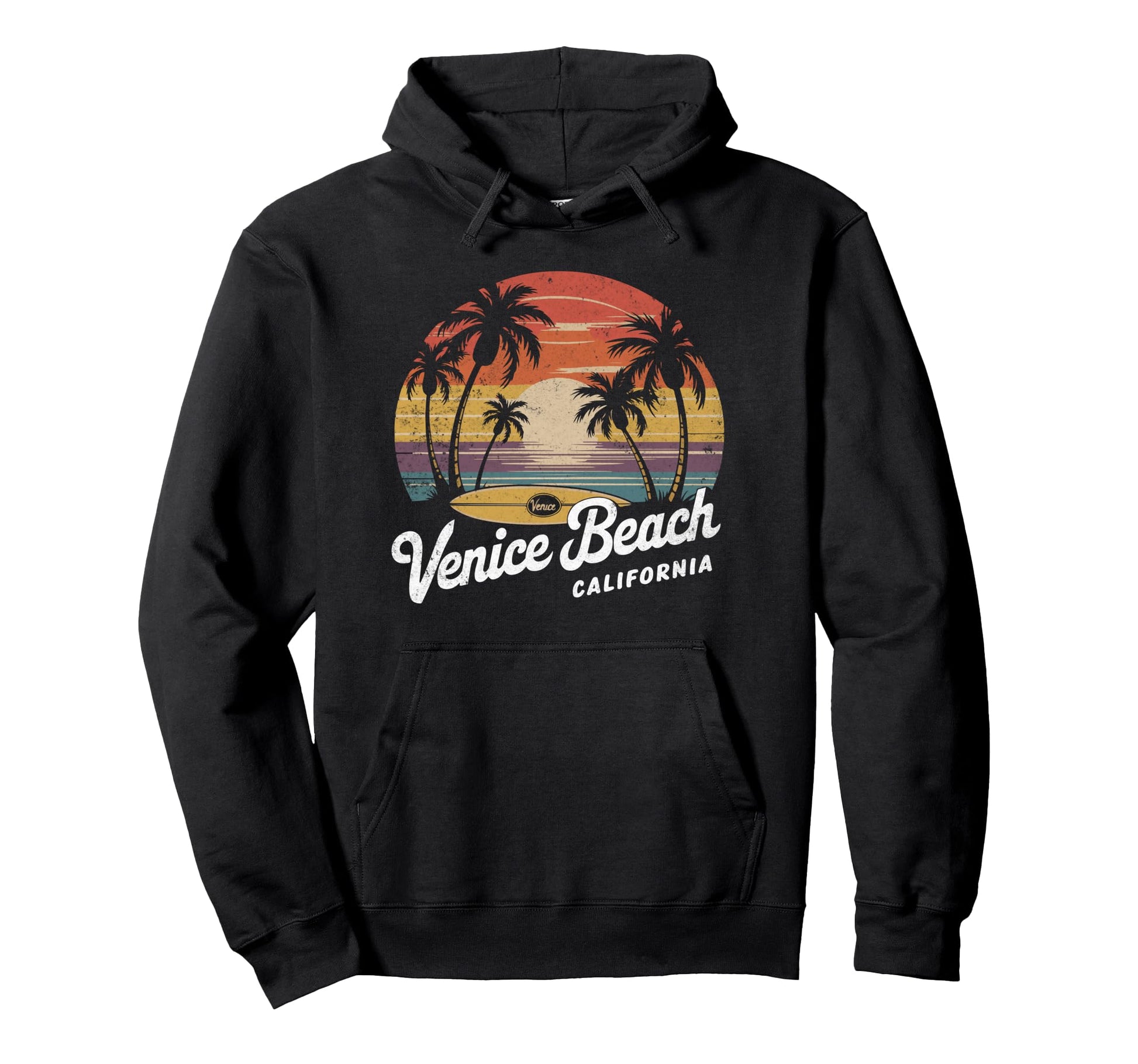 Venice Beach California Sunset Surf Hoodie - Minimalist Print for Adults - T-Shirt, Sweatshirt, Hoodie