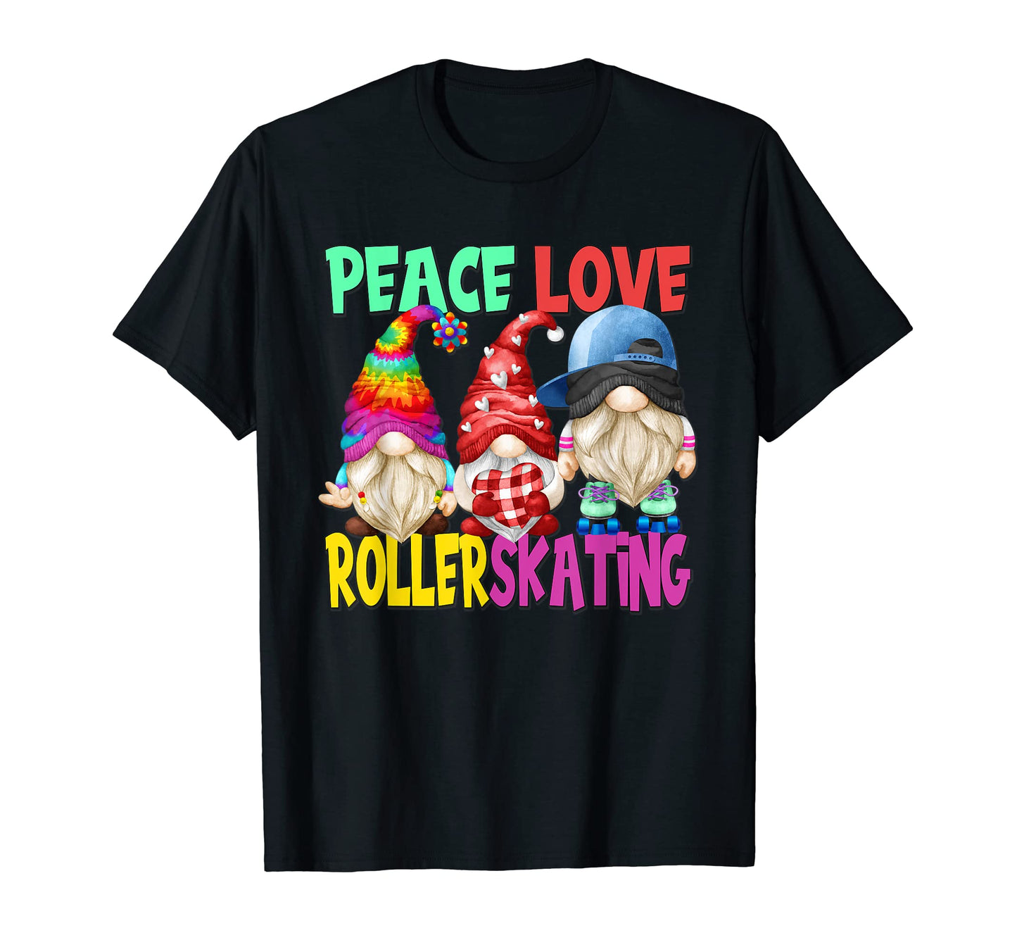 Rollerskating Party Womens Gnome Peace T-Shirt - Novelty Apparel Unisex - T-Shirt, Sweatshirt, Hoodie