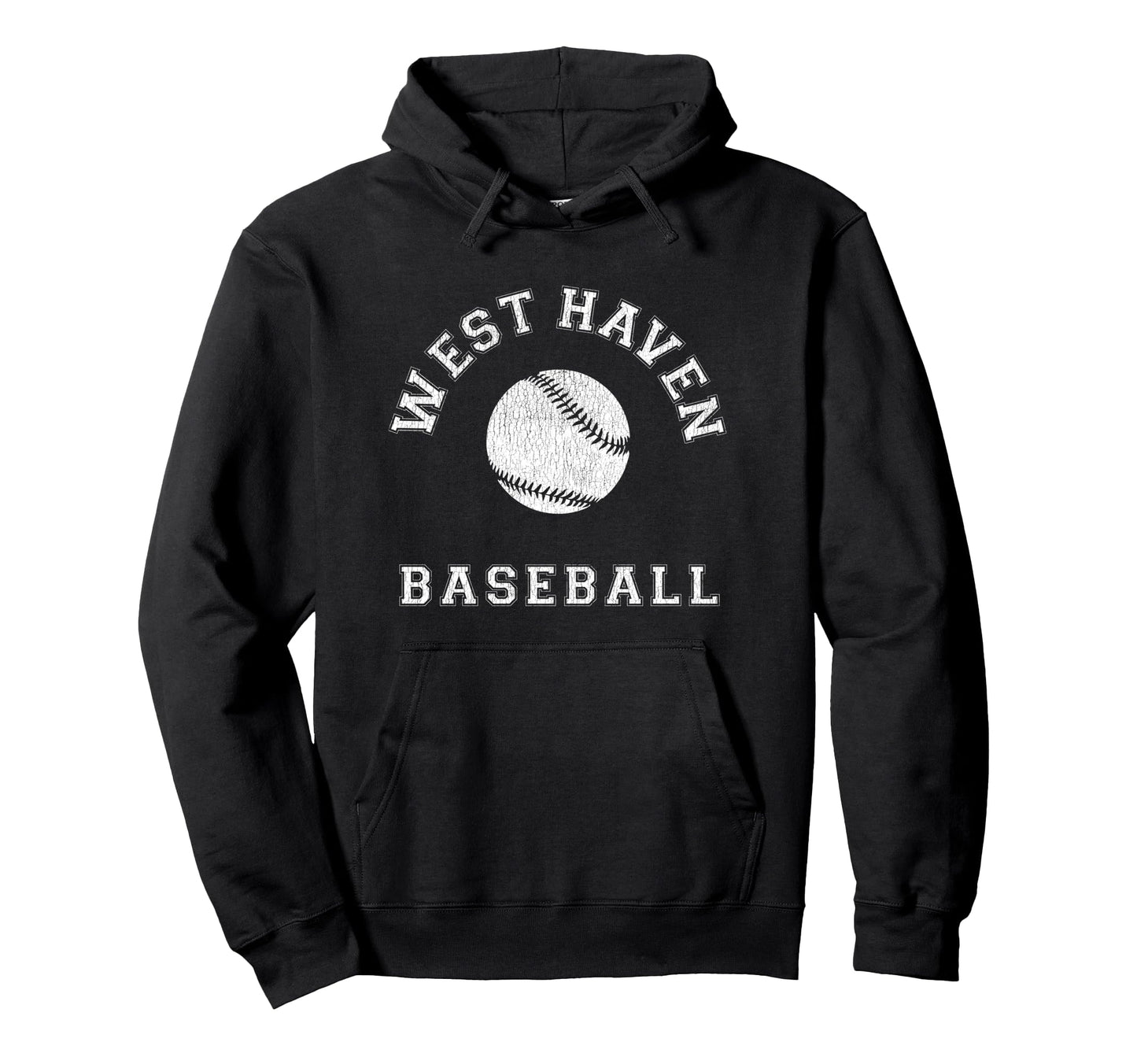 West Haven Baseball Distressed Hoodie - Fun Novelty Design for Adults - T-Shirt, Sweatshirt, Hoodie