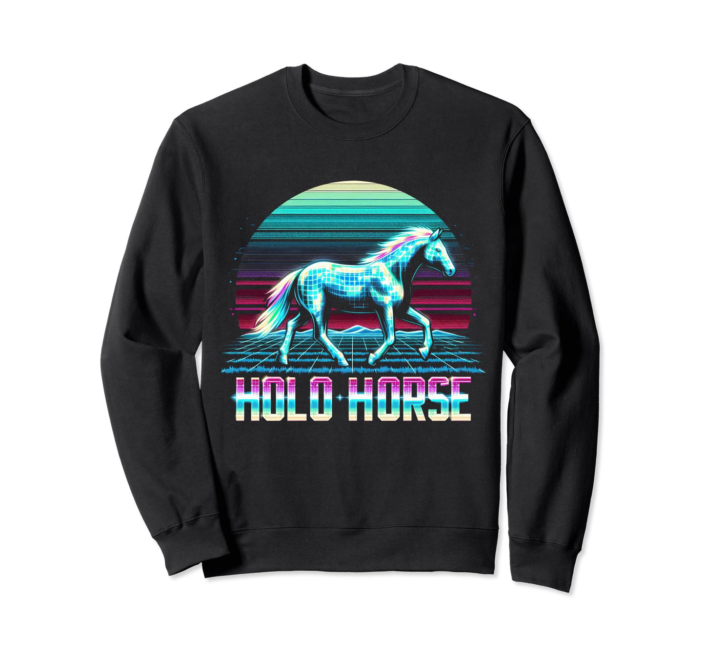 Horse Vaporwave Aesthetics Sweatshirt - Custom Art Print Unisex - T-Shirt, Sweatshirt, Hoodie