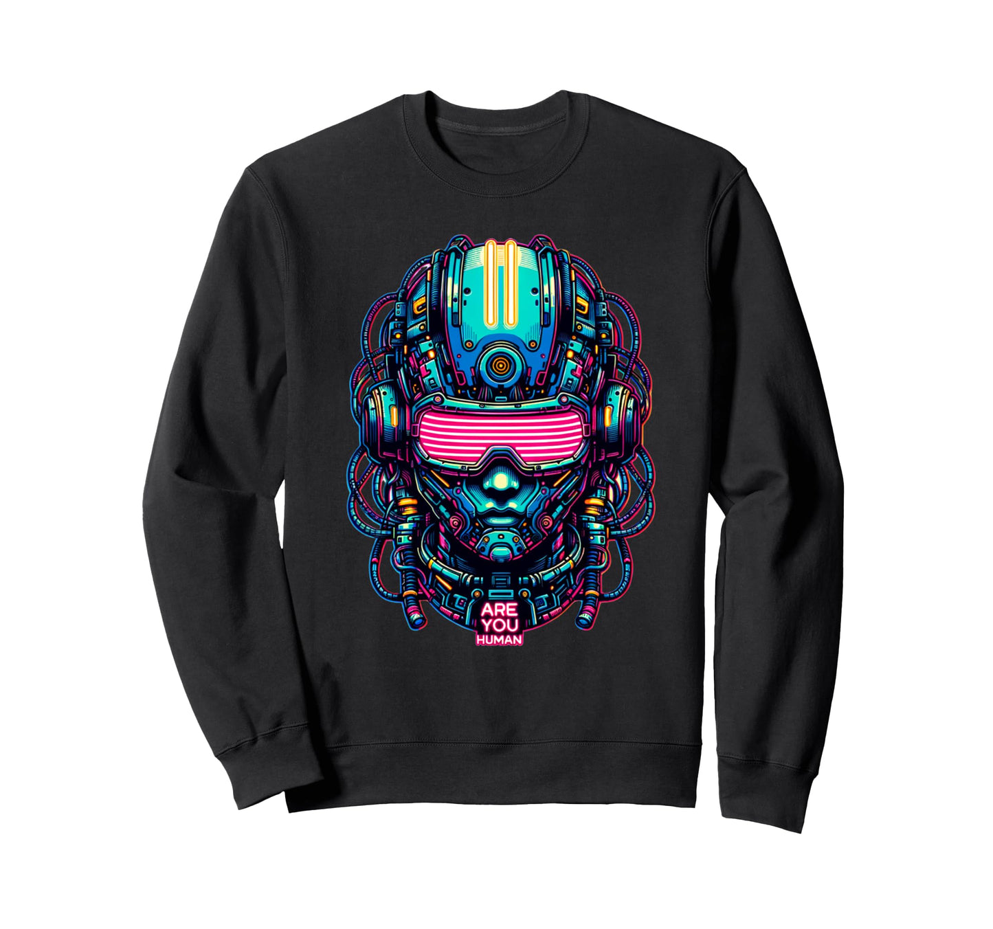 Futuristic Robot Gamer Synthwave Sweatshirt - Graphic Print Unisex - T-Shirt, Sweatshirt, Hoodie