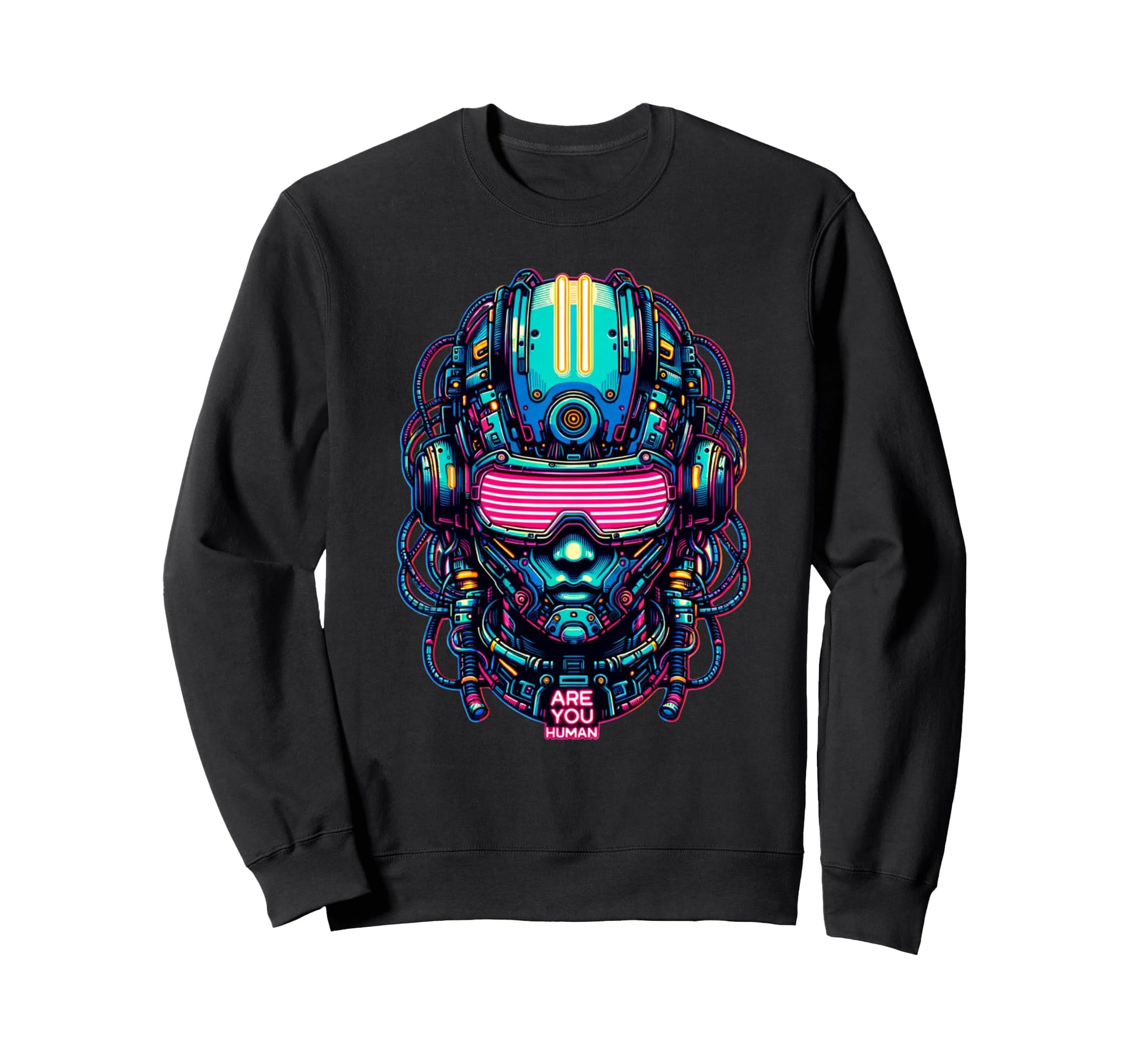 Futuristic Robot Gamer Synthwave Sweatshirt - Graphic Print Unisex - T-Shirt, Sweatshirt, Hoodie