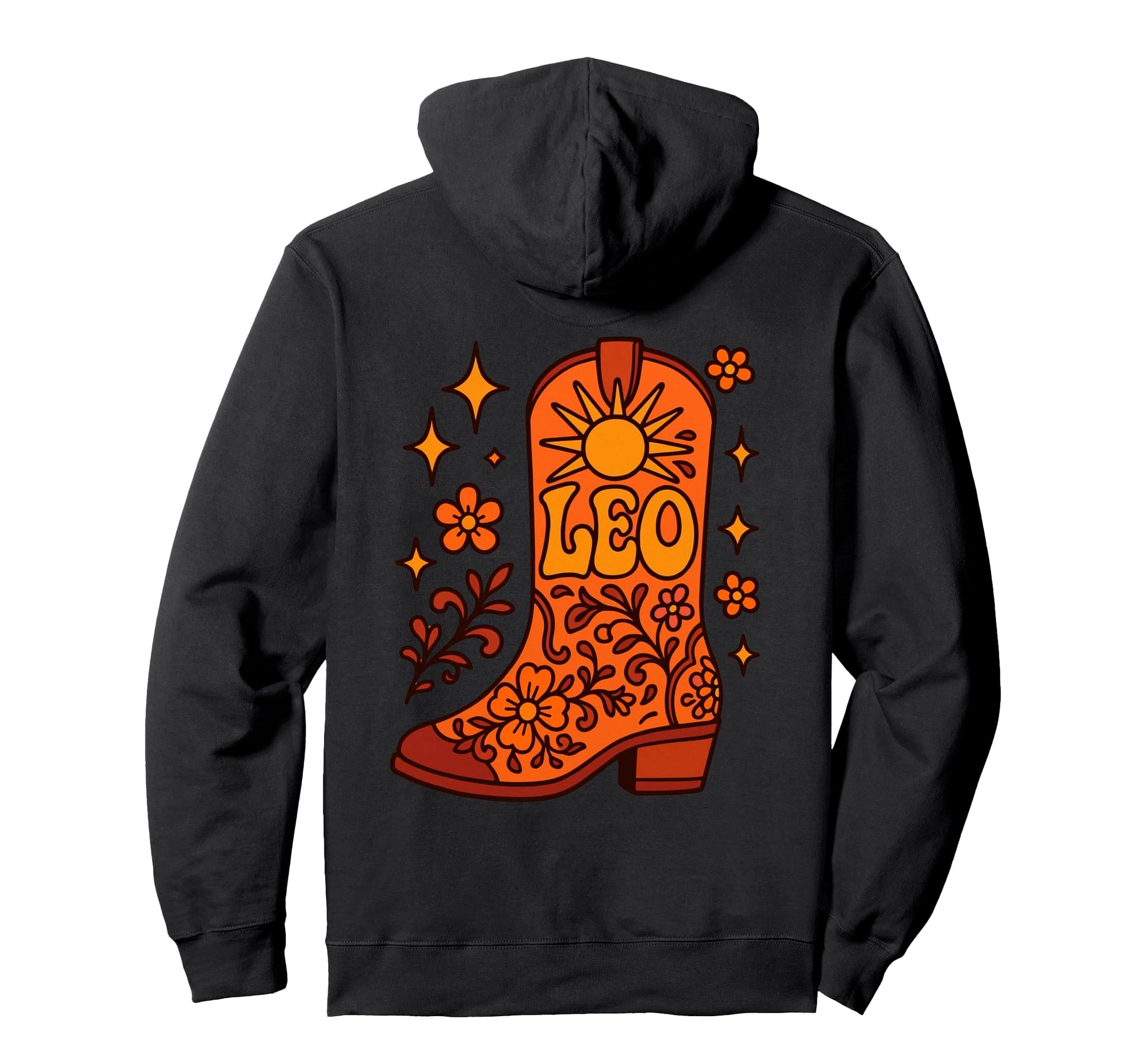 Leo Sun Boot Western Zodiac Hoodie - Casual Everyday Wear for Adults - T-Shirt, Sweatshirt, Hoodie