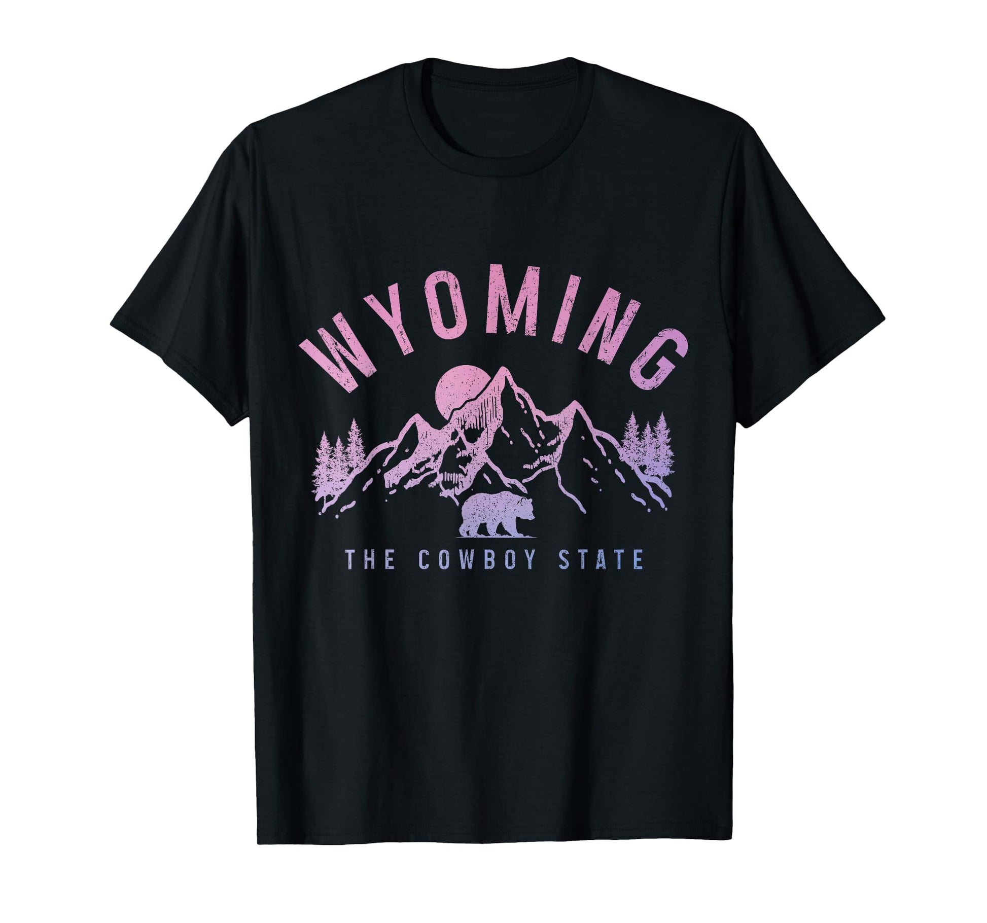 Wyoming Cowboy State Mountains Bear T-Shirt - Minimalist Print for Adults - T-Shirt, Sweatshirt, Hoodie