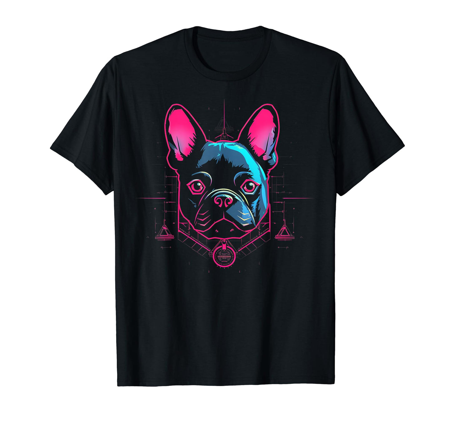 French Bulldog Dog Vaporwave T-Shirt - Casual Everyday Wear Unisex - T-Shirt, Sweatshirt, Hoodie