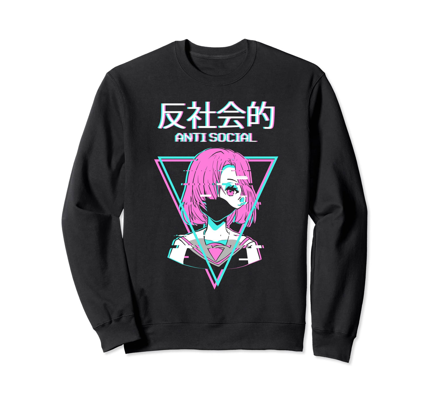 Antisocial Vaporwave Anime Japanese Old Sweatshirt - Unique Graphic Unisex - T-Shirt, Sweatshirt, Hoodie