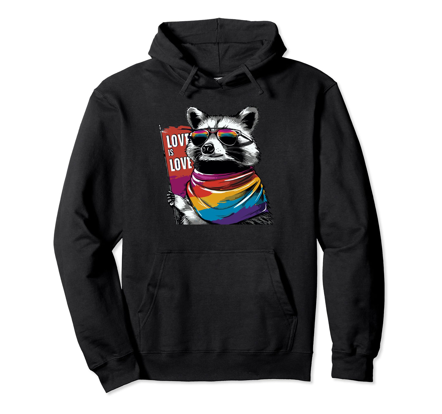 Funny Raccoon Love Sunglasses Summer Gift Hoodie - Graphic Print for Adults - T-Shirt, Sweatshirt, Hoodie