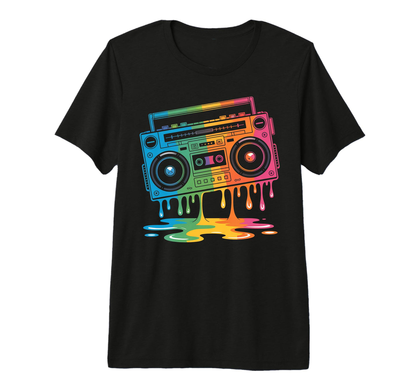 Dripping Paint Boombox Old T-Shirt - Casual Everyday Wear for Adults - T-Shirt, Sweatshirt, Hoodie