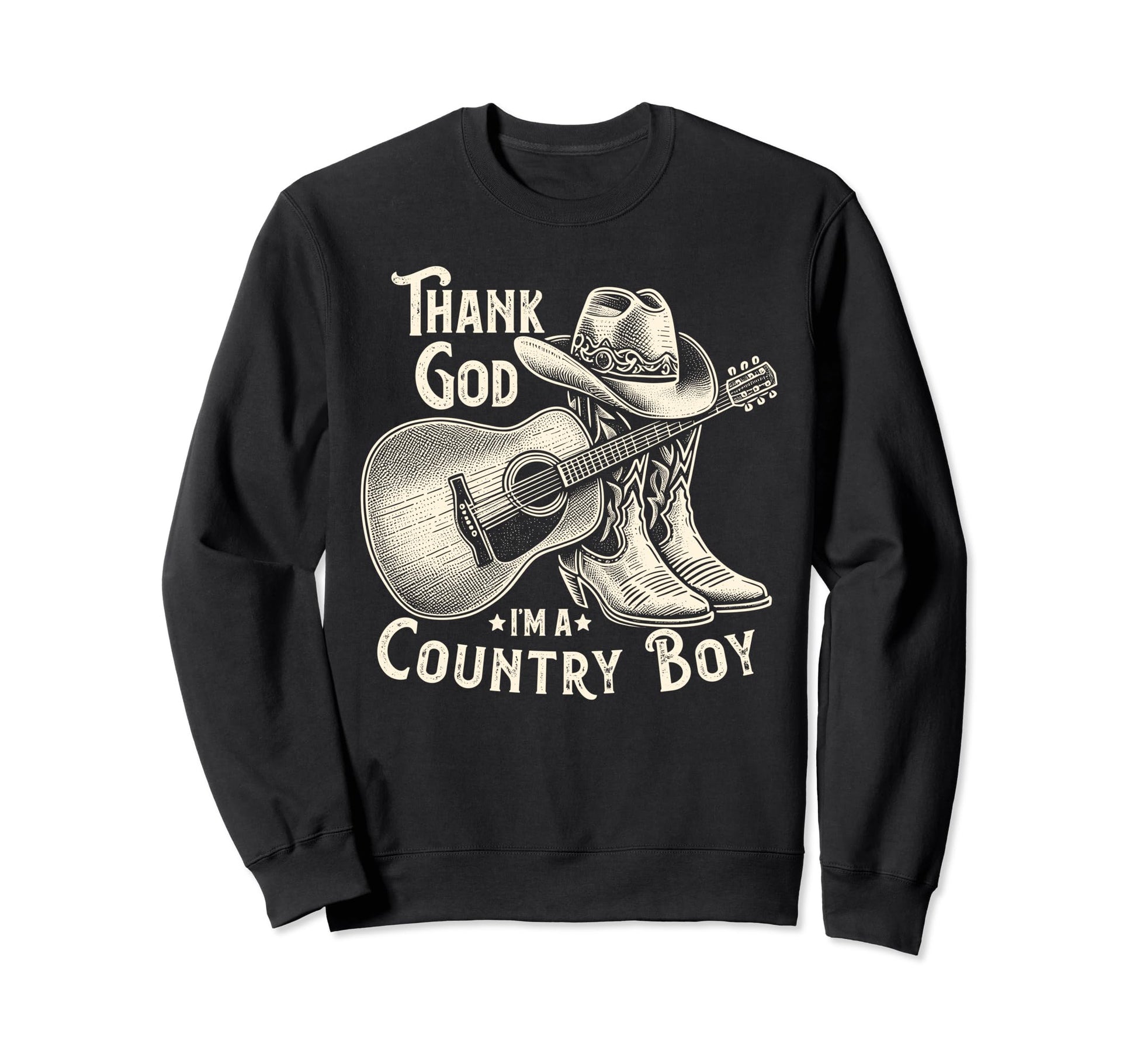 Thank God Im Country Music Cowboy Western Sweatshirt - Graphic Print Unisex - T-Shirt, Sweatshirt, Hoodie