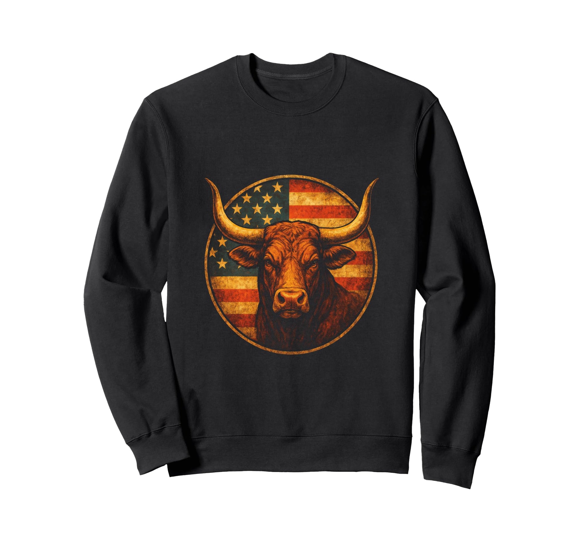 Bull Flag Cowboy Western Art Sweatshirt - Trendy Graphic Men Women - T-Shirt, Sweatshirt, Hoodie