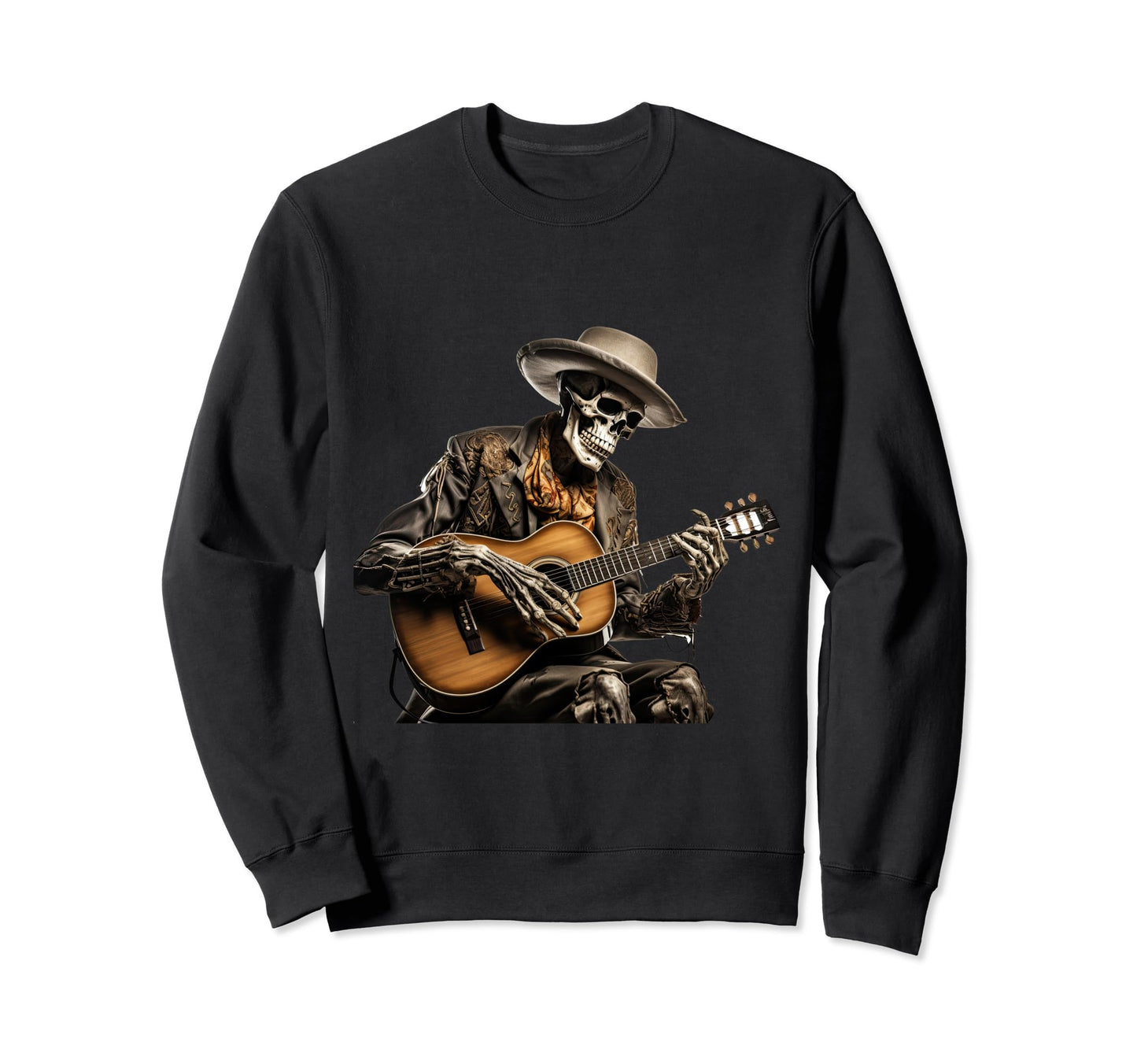 Mens Skeleton Cowboy Playing Guitar Sweatshirt - Fun Novelty Design Unisex - T-Shirt, Sweatshirt, Hoodie